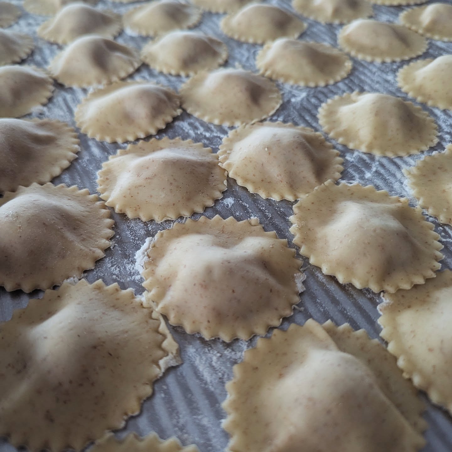 HOMEMADE IS BETTER 🌾

Our homemade butternut squash ravioli was a hit this past weekend! 

Handmade sourdough pasta rolled out &amp; filled with roasted butternut squash and walnut filling! So good it barely needed a sauce, so brown butter, walnuts 