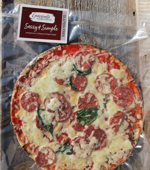 Gluten-free Sassy & Simple frozen pizza