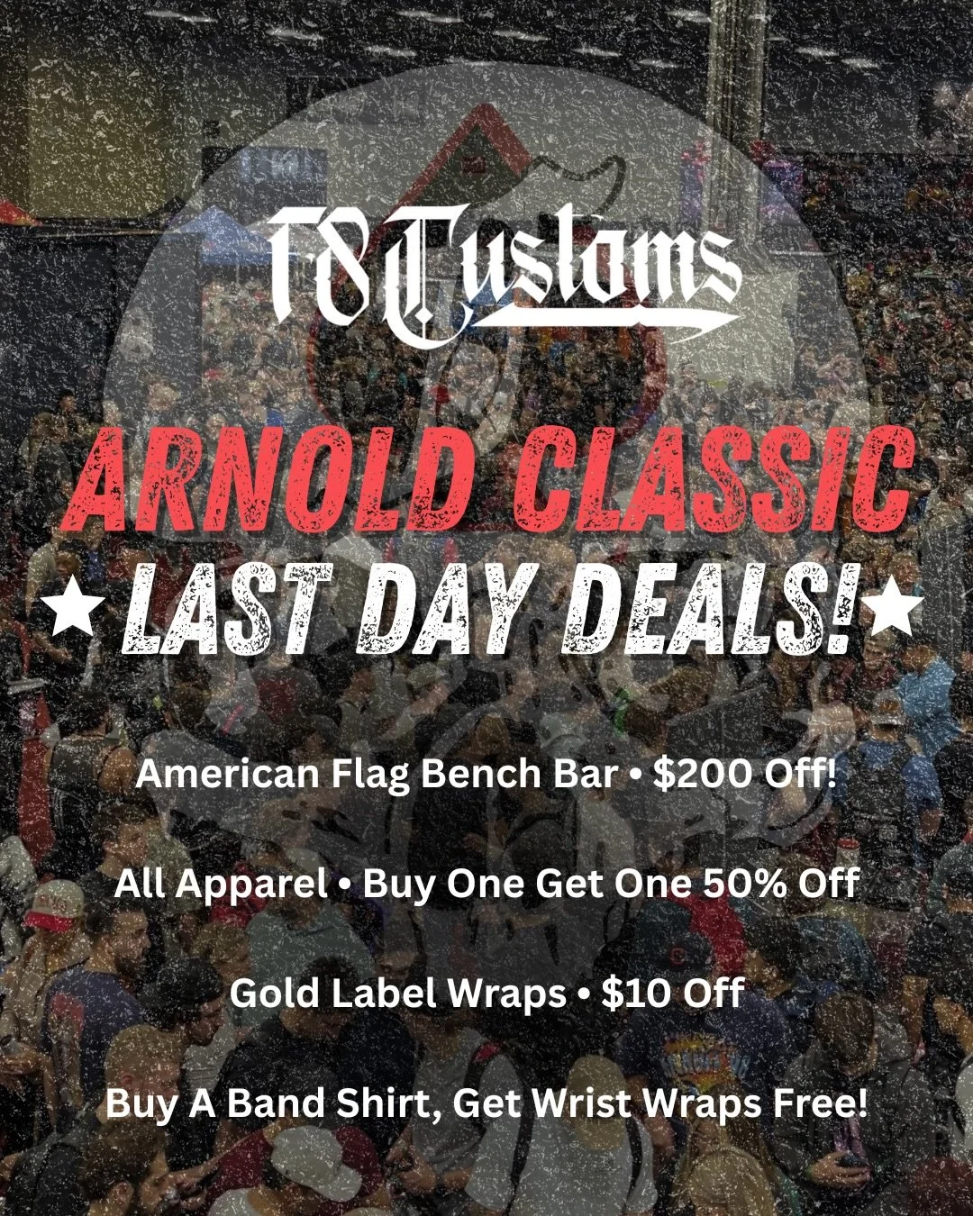 Arnold Weekend is winding down but it&rsquo;s not over yet! 

Stop by booth 1649 and grab some last day deals!!

@arnoldsports #arnoldclassic2026