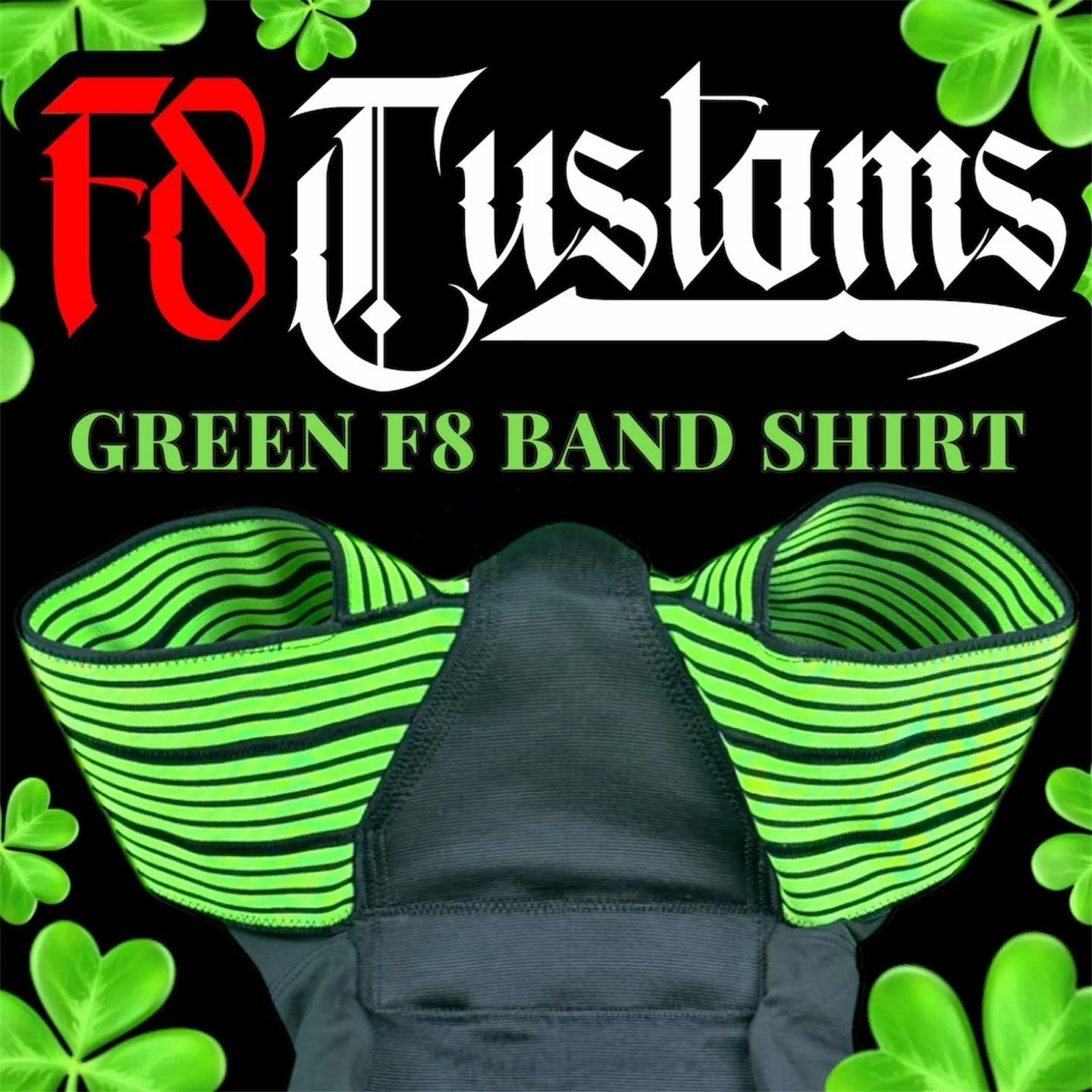 In the spirit of ☘️St. Patrick&rsquo;s Day☘️ we&rsquo;re highlighting our Green F8 Band Shirt.

The Green F8 Band Shirt is made with a new fabric that has more give in the material. What that means for lifters is a shirt that can feel easier to work 