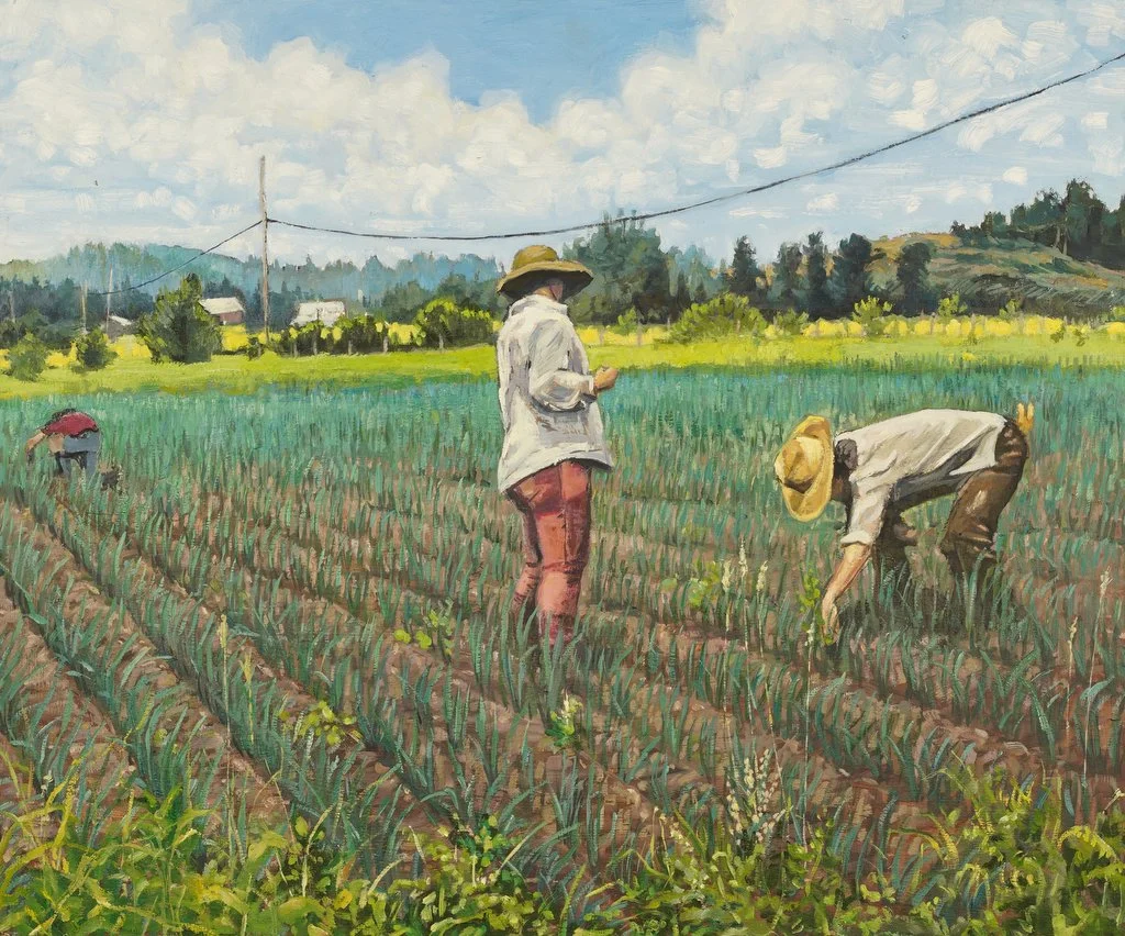 weeding onions
24x18" oil on birch board
available for purchase