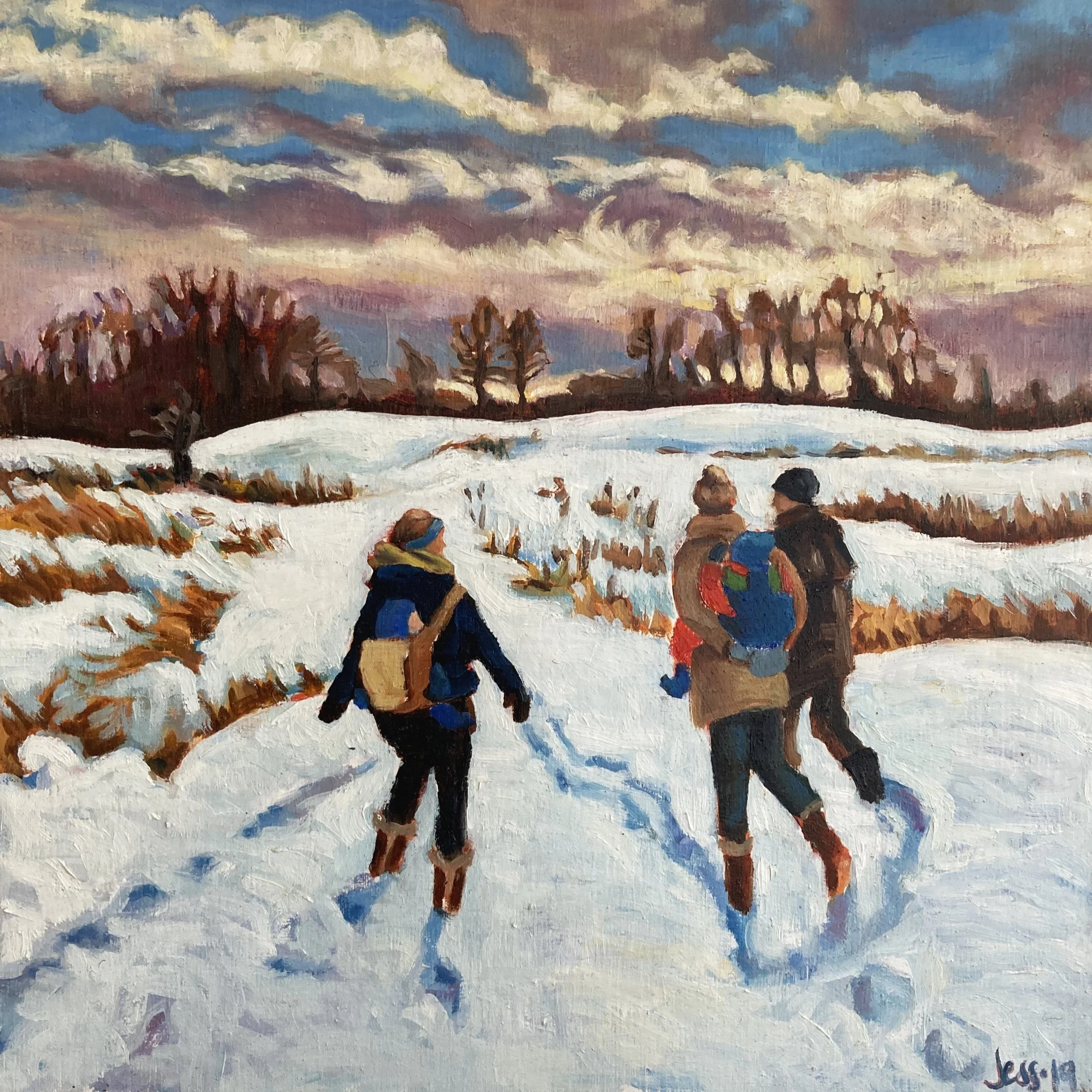 winter walk
12x12"
oil on birch board