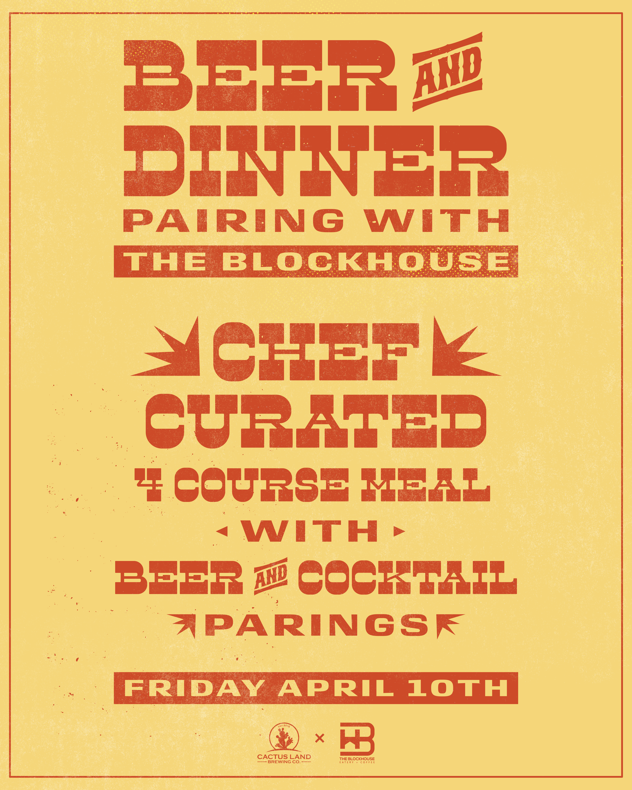 Private Beer & Dinner Pairings with The Blockhouse - Friday, April 10th