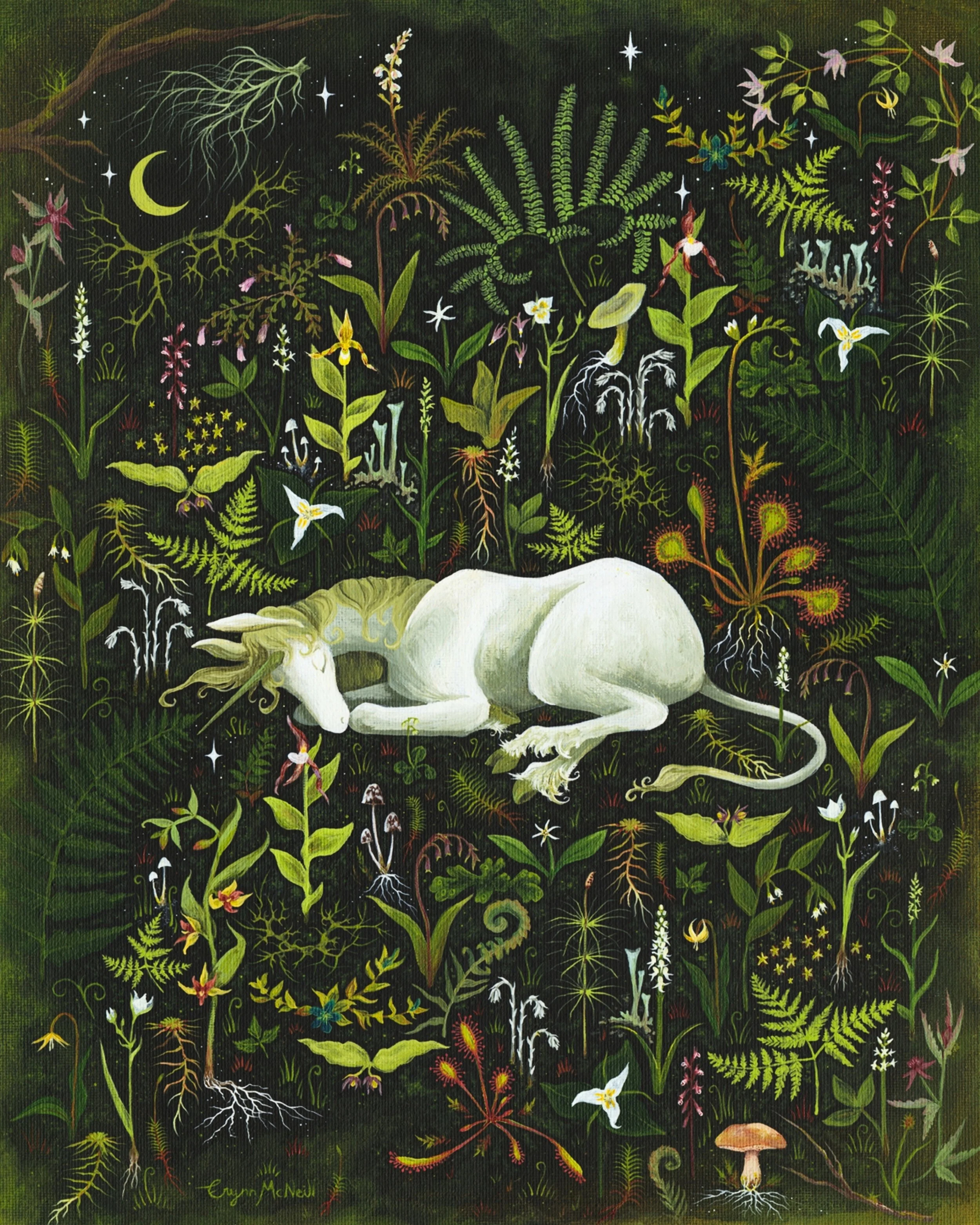 The Unicorn Rests in the Forest Print