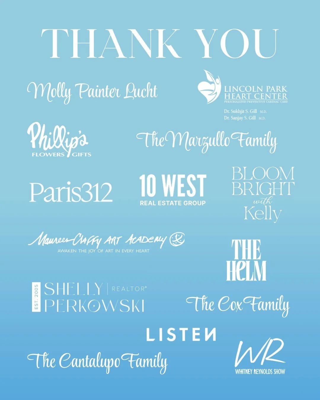 We are very grateful to the following organizations and individuals who have contributed their time, money, thoughts, and hearts to helping make the Sparkle of Hope a success.

You can still dedicate a sponsorship in honor or memory of someone specia