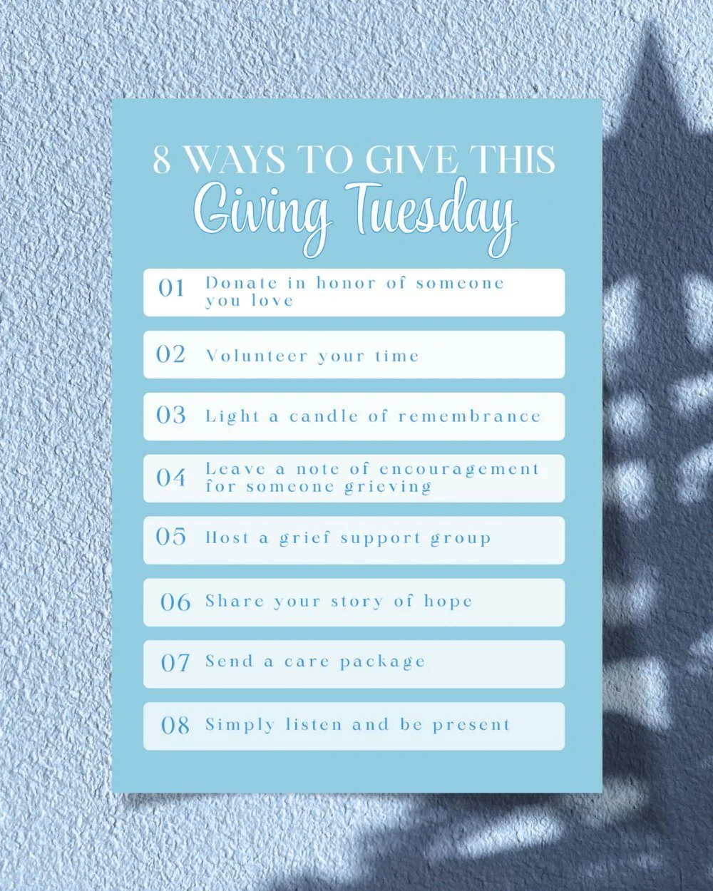 Your generosity keeps the memory of loved ones alive and turns grief into goodness. 💙

This Giving Tuesday, you can make an immediate impact. A gift of one hundred dollars provides five comfort bears to grieving families, offering love and support w
