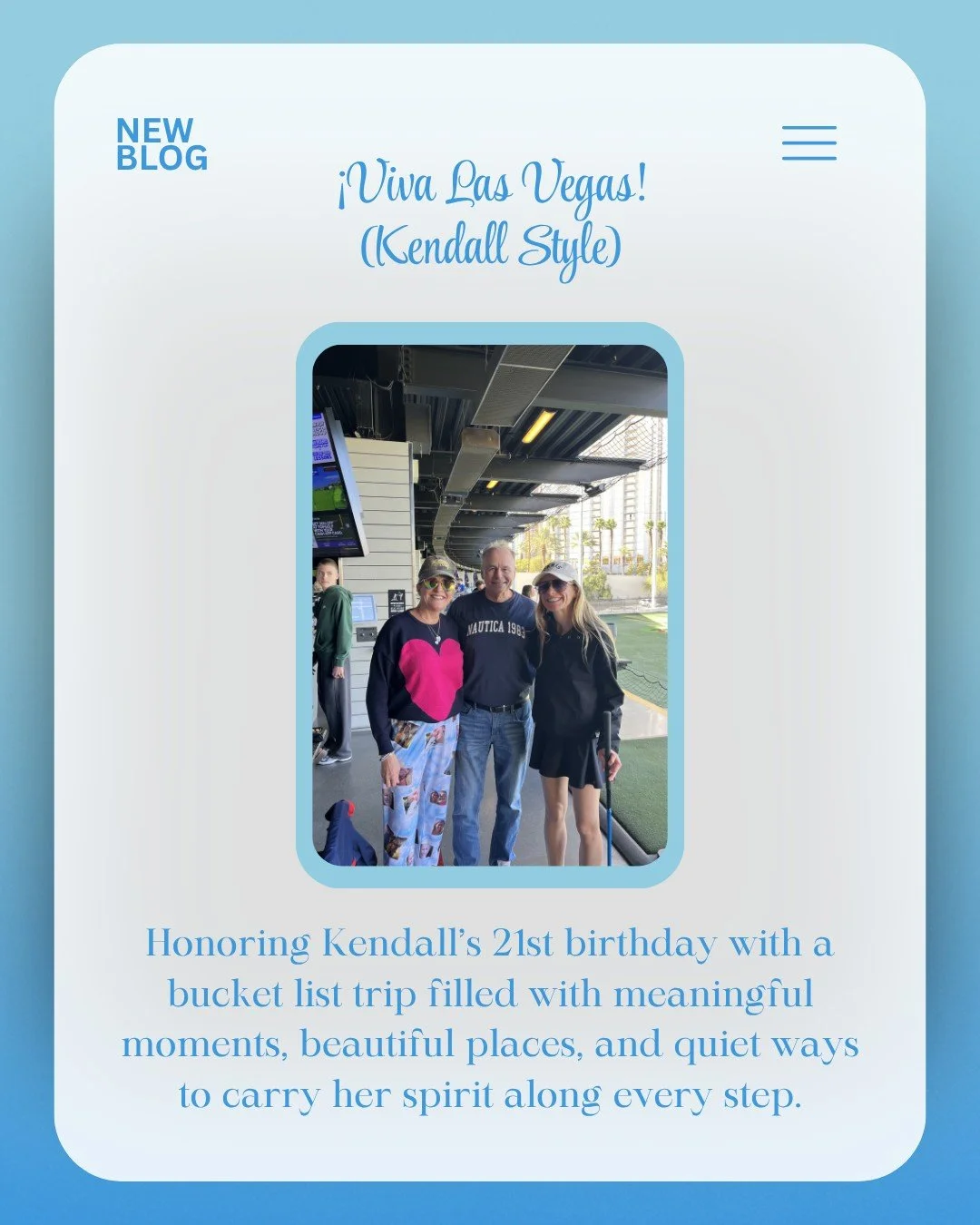 Kendall was known for her compassion, kindness, and the way she cared for others.

For her 21st birthday, Kim honored Kendall with a trip to Las Vegas, a destination on Kendall&rsquo;s travel list. ✈️ They spent their days walking through the Bellagi
