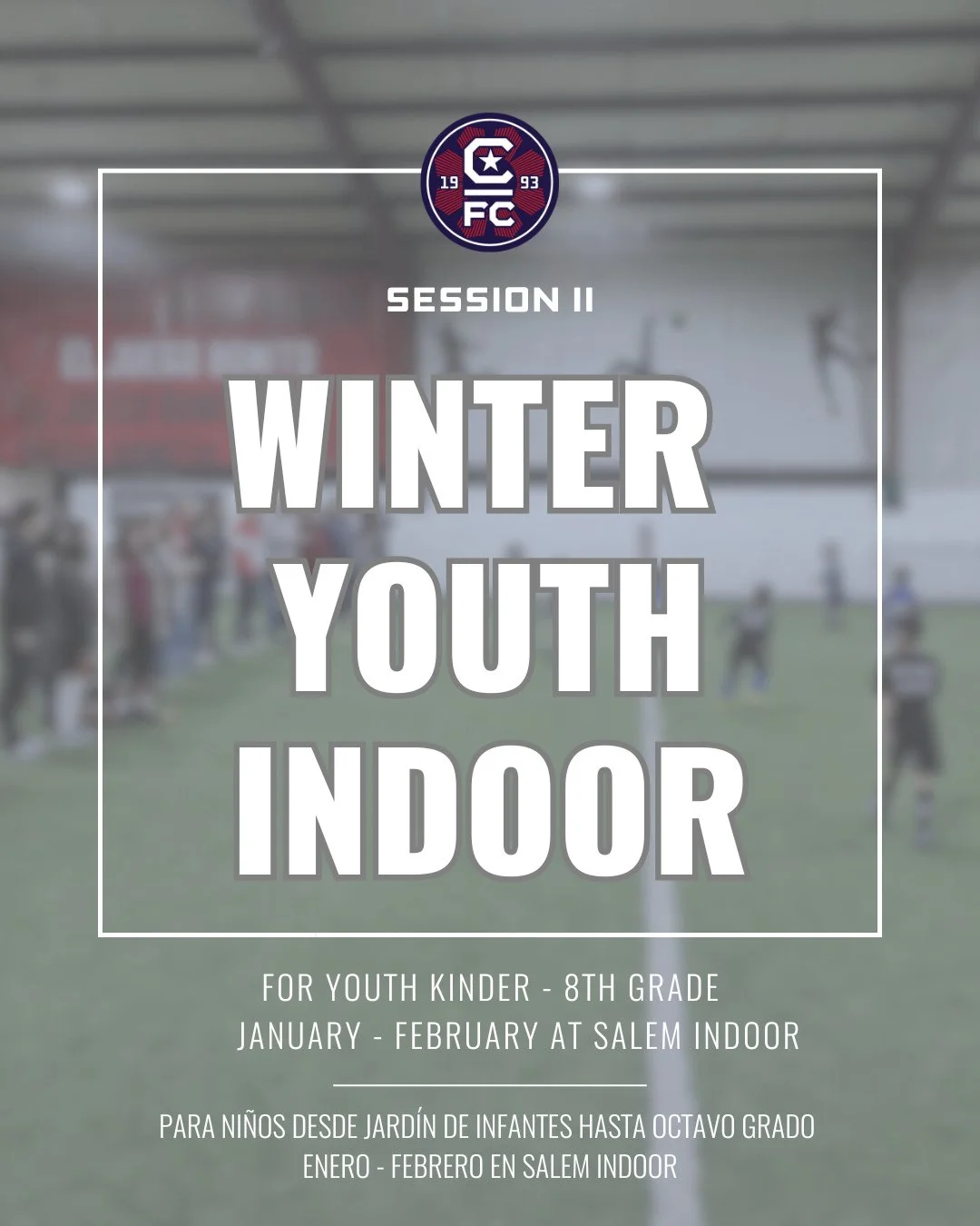 Session II of our Winter Youth Indoor program kicks off in January!⁠
⁠
This fast-paced program held at @salemindoor is for youth Kinder - 8th grade. ⁠
⁠
Learn more at cfcsalem.com/winter-youth-indoor (link in bio) ⚽⁠
--⁠
&iexcl;La segunda sesi&oacute