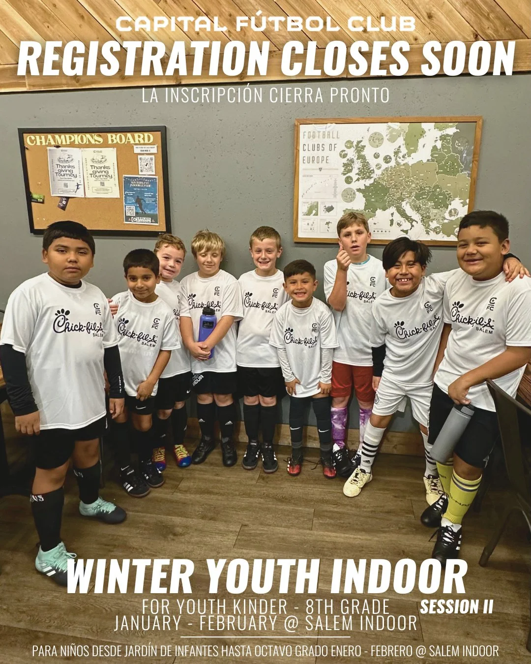 🚨 TWO WEEKS TO REGISTER 🚨⁠
⁠
Registration for session II of our Winter Youth Indoor program closes December 21st!⁠
⁠
Program details : ⁠
⁠
🗓️ - Saturdays or Sunday, January - February⁠
⁠
📍 - All games inside at @salemindoor⁠
⁠
⚽️ - Weekend games 