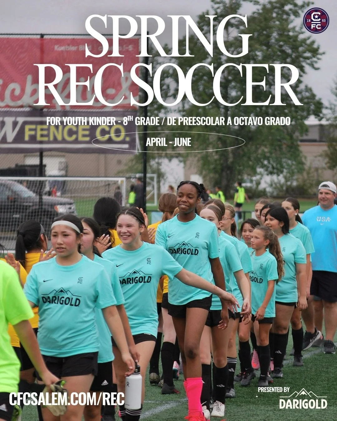 🚨ONE WEEK TO REGISTER🚨

Spring soccer kicks off at CFC this April - and teams are filling quickly! Register now before March 8th.

👉 Rec for youth Kinder - 8th grade presented by @darigoldnw 

👉 Mighty Mites for youth 3-5 years in partnership wit