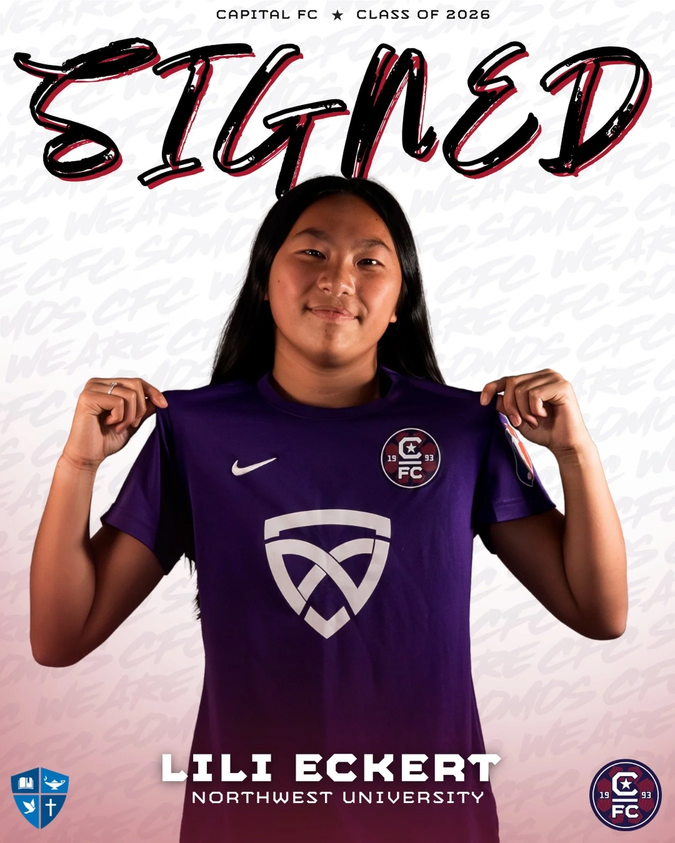 Officially signed ✍️

Congrats to LiLi Eckert on committing to Northwest University in Kirkland, WA where she will continue her soccer career this fall!

Way to go, LiLi ⚡️

#somoscfc #winningculture #cfc #classof2026