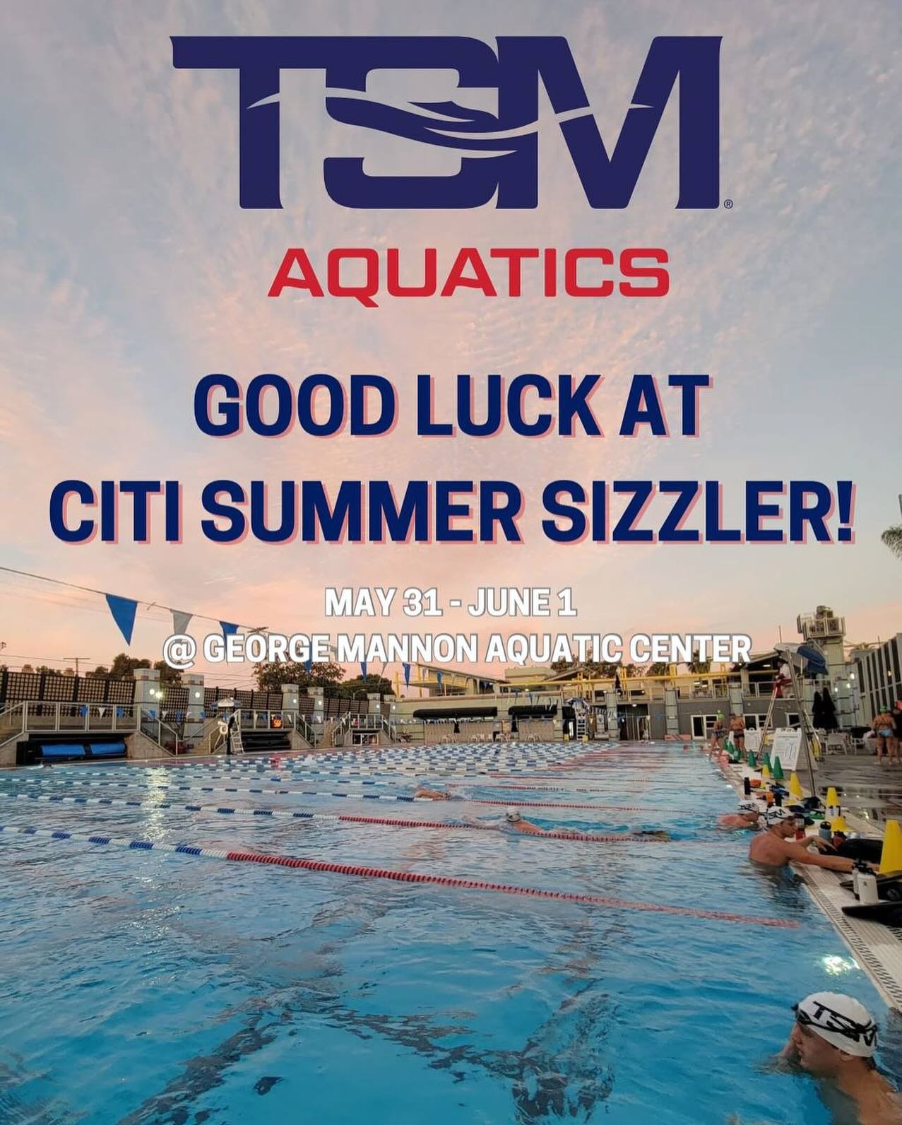Good luck this weekend to Team TSM at the CITI Summer Sizzler at the George Mannon Aquatic Center! 

💪🔥 Swim strong, stay focused, and show them what hard work and team spirit can do! Let&rsquo;s go, TSM! 🏊&zwj;♂️💥

#TeamTSM #SummerSizzler #SwimS