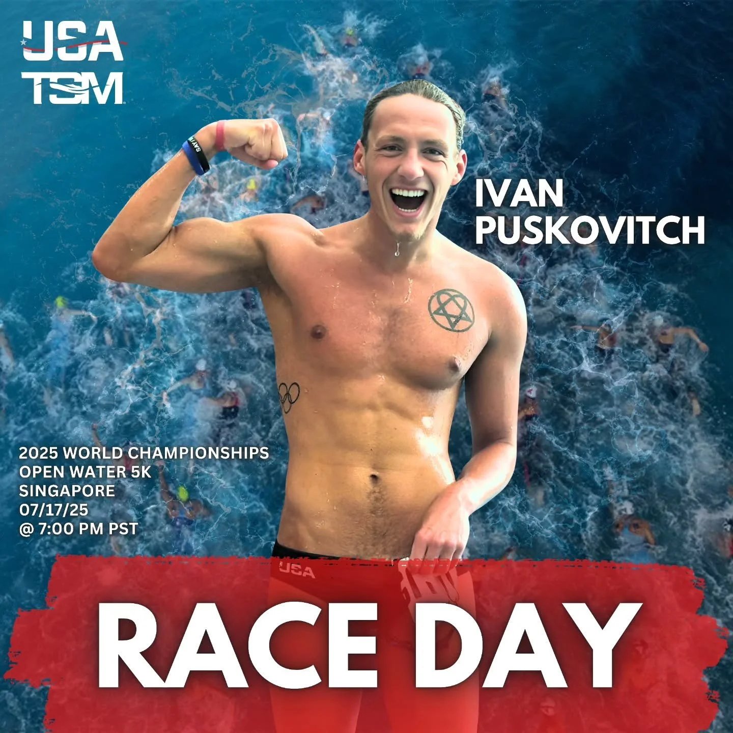 🔈IT'S RACE DAY!!!!🔈

Ivan is getting ready to race and represent TEAM USA at the 2025 World Aquatics Championships in Singapore in just a few hours. (7 PM pst)

We are proud of you, Ivan @swimimp , and all the effort you have put in. 

We are cheer