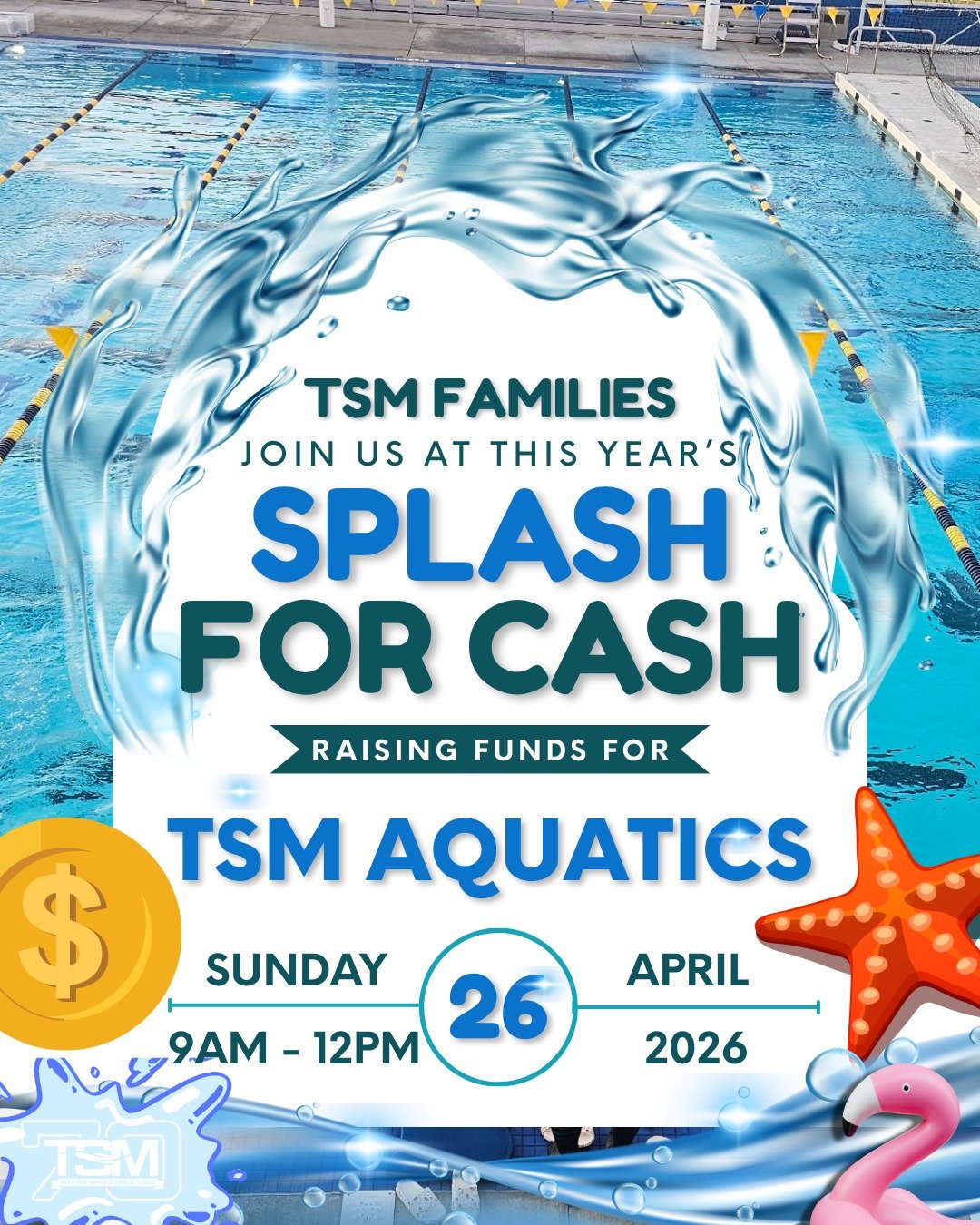 💙 It&rsquo;s that time of the year again&hellip; our BIGGEST fundraiser is here! 💙
TSM Families &mdash; join us for Splash for Cash on Sunday, April 26 (9AM&ndash;12PM) and be part of one of the most fun days of the year!
This isn&rsquo;t just a fu