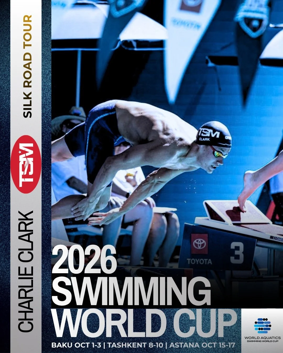 We&rsquo;re excited to cheer on TSM swimmer Charlie Clark as he competes at the 2026 World Aquatics Swimming World Cup in Asia for a Silk Road tour! 🏊&zwj;♂️🔥

Charlie will race alongside some of the world&rsquo;s best as the World Cup makes its wa