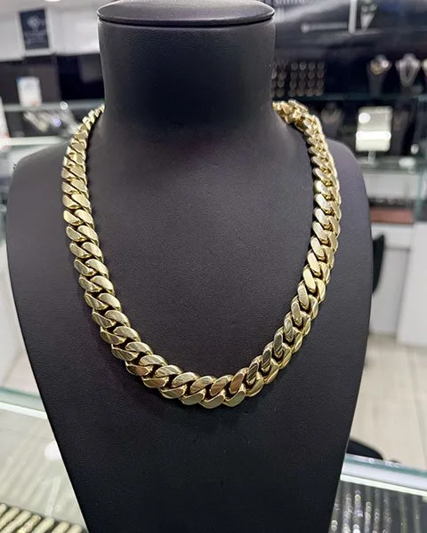 Solid 10KT yellow gold Miami Cuban chain, 303.2 grams, 15mm wide and 22 inches long, at Gold N Diamonds Tampa