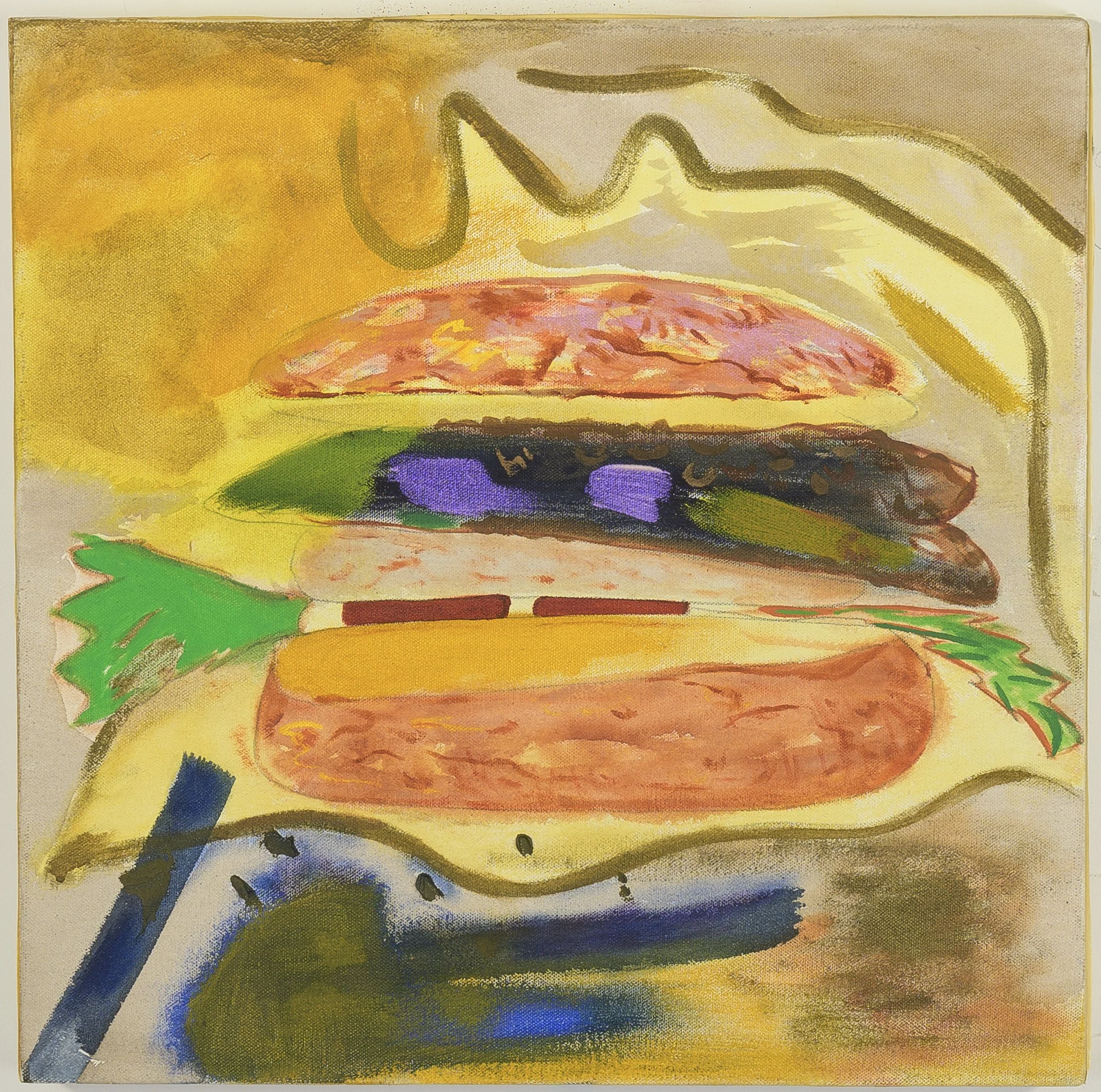 Nothing Burger Man oil on linen, 14 x 14 inches (35.5 x 35.5 cm), 2020