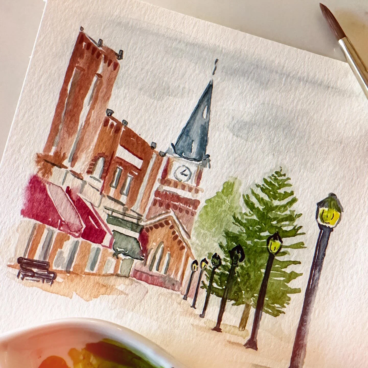 My watercolor warmup from the other day felt so cute and festive 🎄✨🖌️