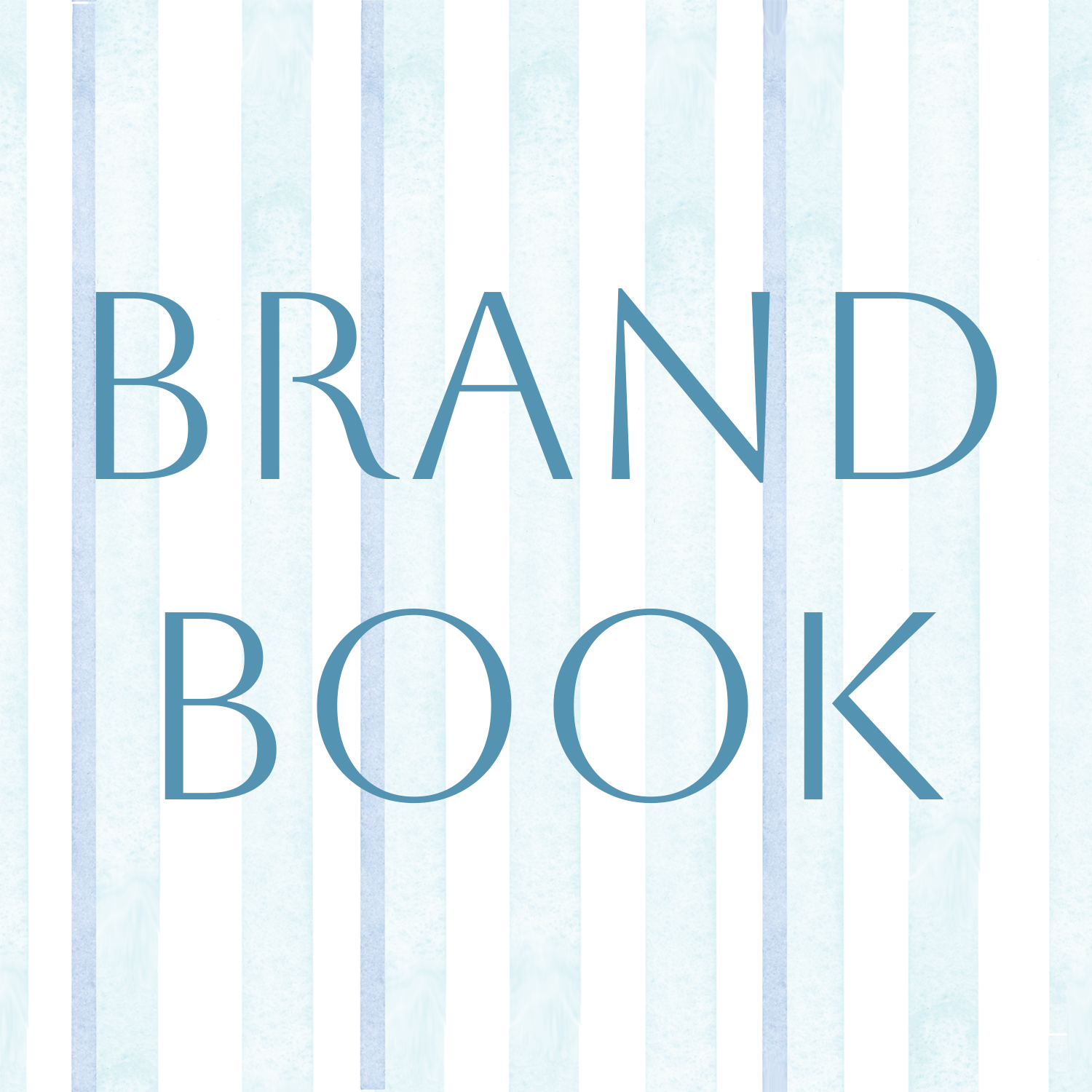 Text reading 'BRAND BOOK' on a light blue background with vertical stripes.