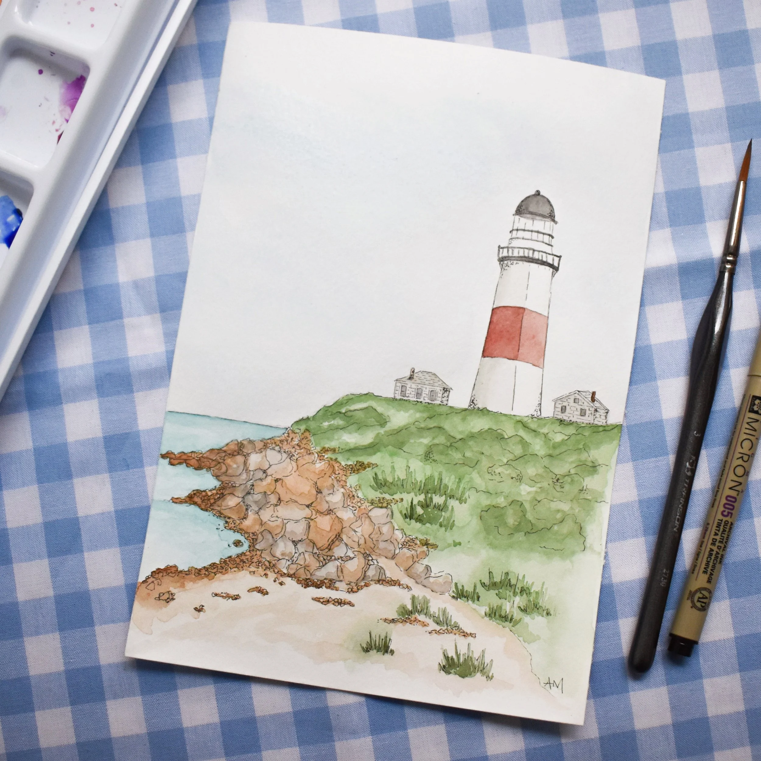 Mixed Media Montauk Lighthouse Scape