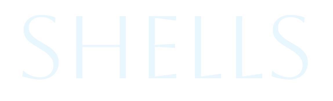 Large text spelling out "SHELLS" on a black background.