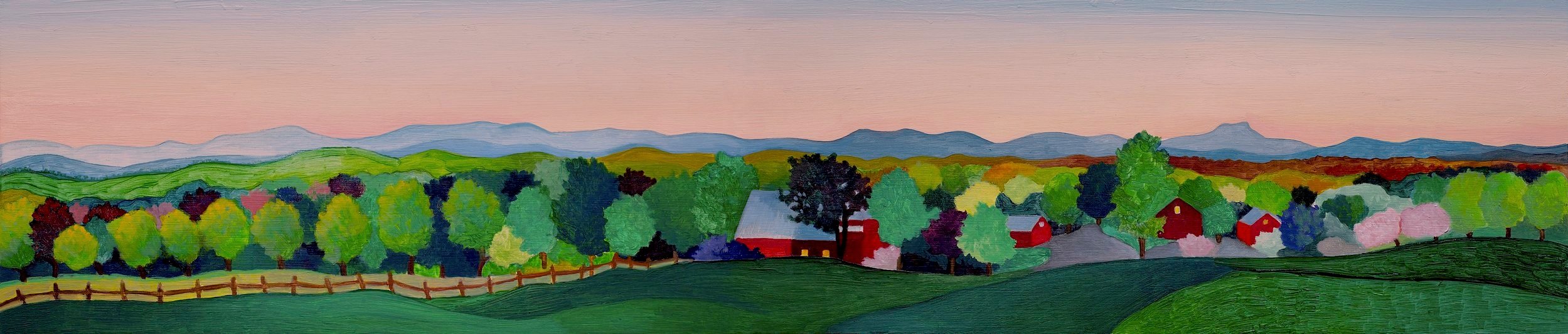 Shelburne Ridgeline I - Oil on birch panel 8" x 32" For a Cake Box!