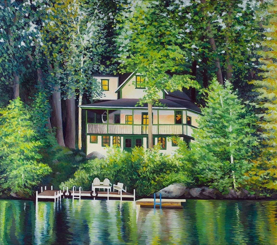 Lake House Portrait Oil on Canvas 20" x 30"