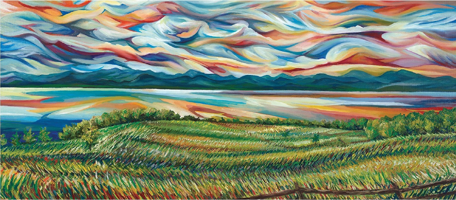 Summer Solstice From the Brick House- 18" x 40" an anniversary gift to each other