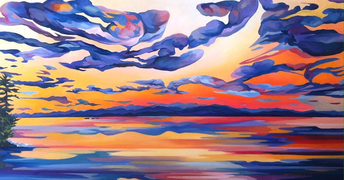 Star Farm View - Oil on Canvas 32" x 68" private view for mantle place.