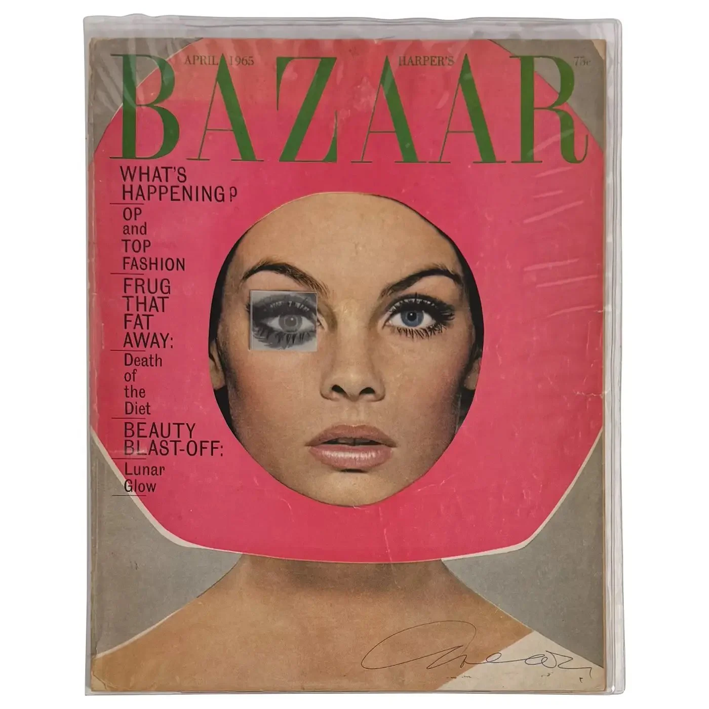 Richard Avedon Signed Harper's Bazaar April 1965 with Lenticular Eye