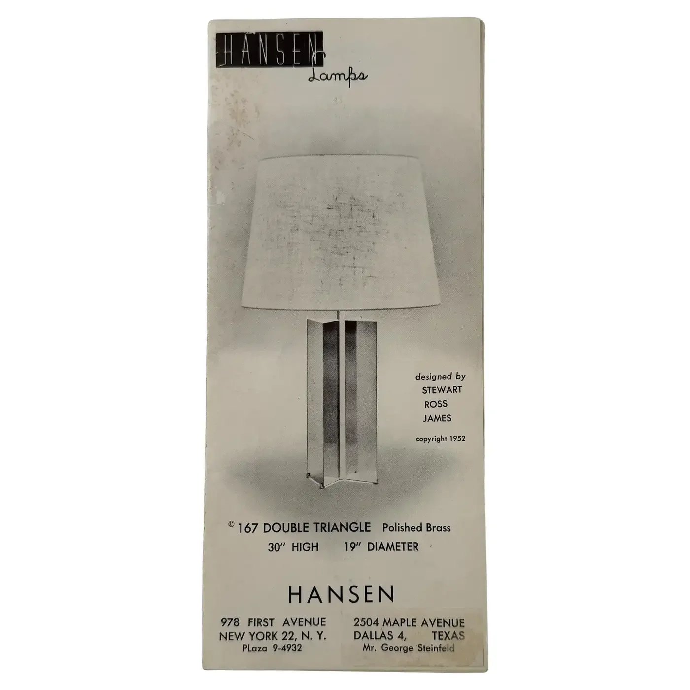 Hansen Lamps Brochure, 1952
