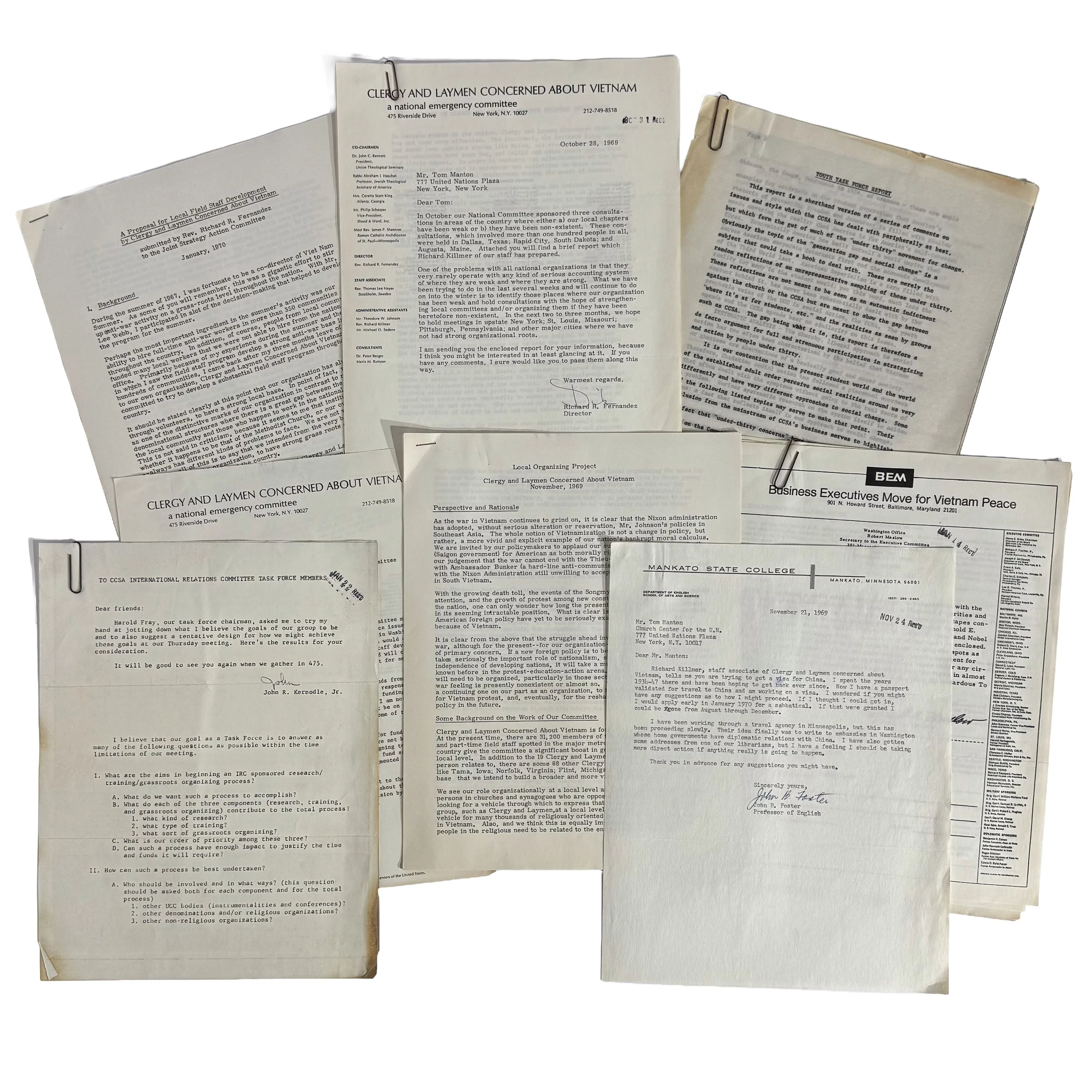 Thomas Brewster Manton/Church Center for the United Nations Archive: Antiwar Organizing, Christian Social Action, and the Emerging New China Policy, 1969-1970