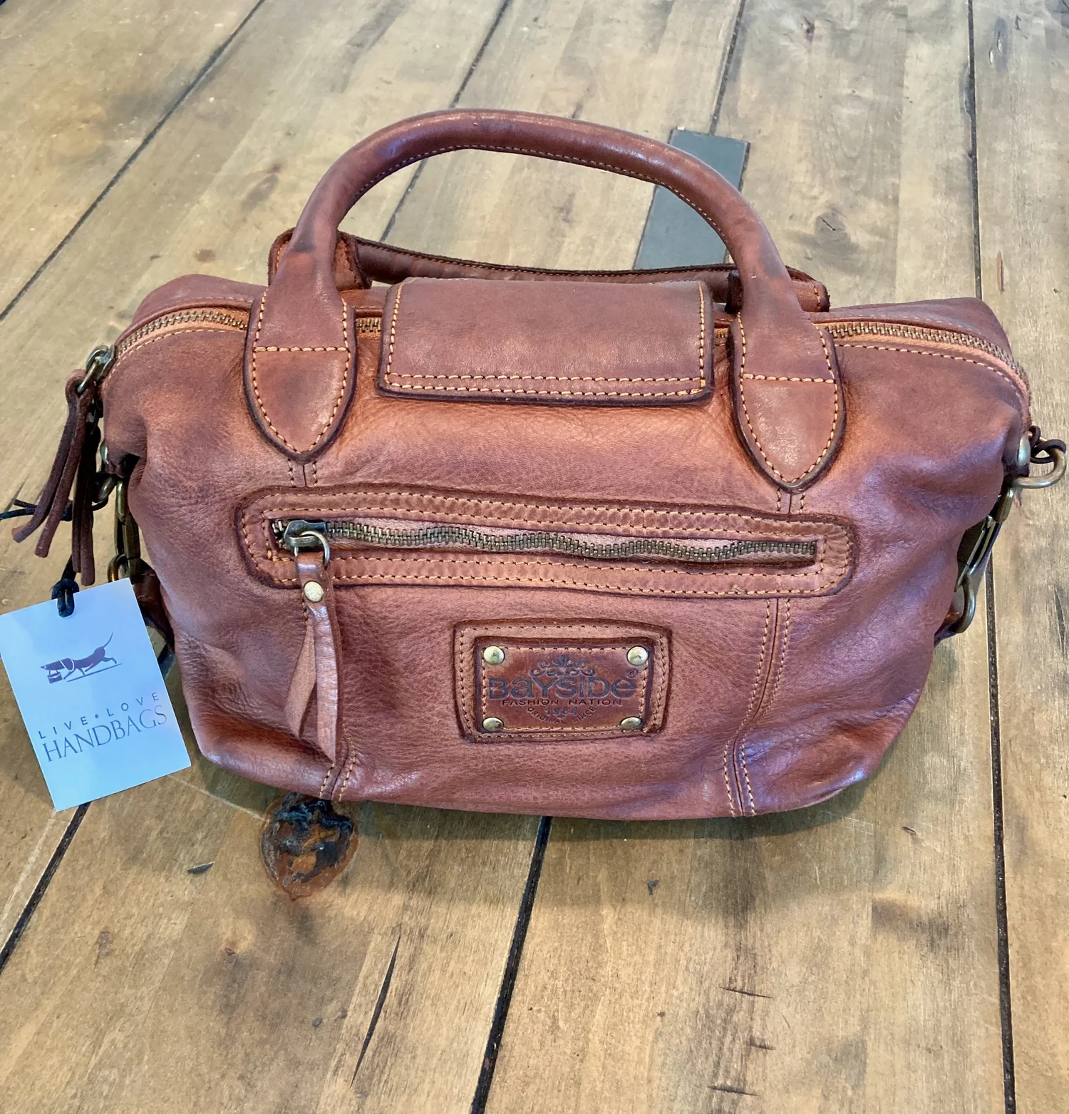 Leder Bayside Handtasche Lia Bayside Distressed Leather Petite