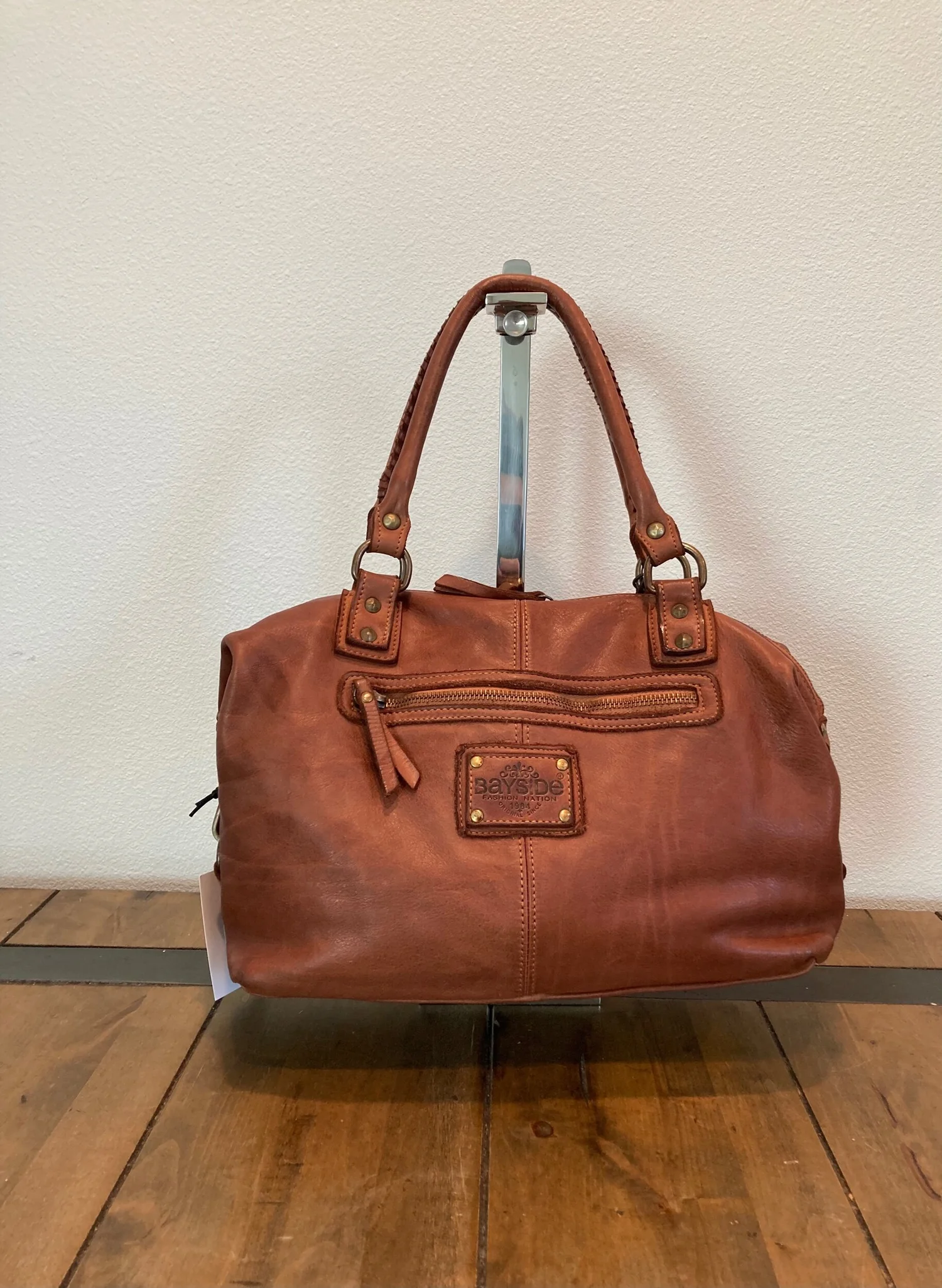Lucia Bayside Distressed Leather Satchel Cognac — Live.Love.Handbags