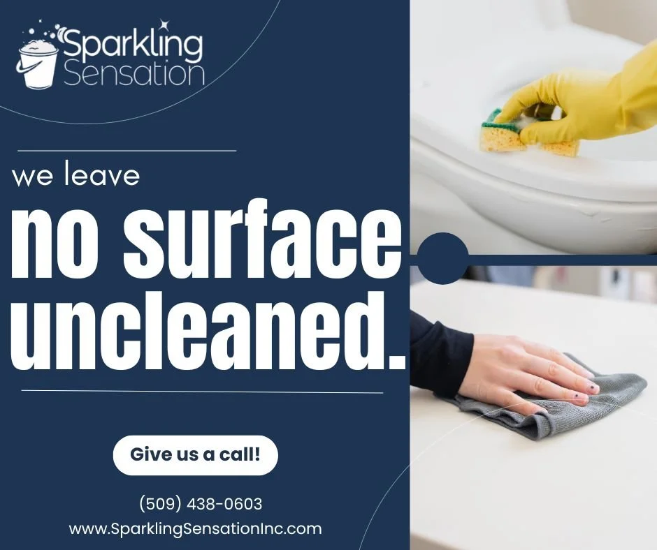 From deep cleans to regular visits, Sparkling Sensation, inc. leaves no surface uncleaned! From small businesses to large facilities and everything in between, we clean it all!
(509) 438-0603 | www.SparklingSensationInc.com