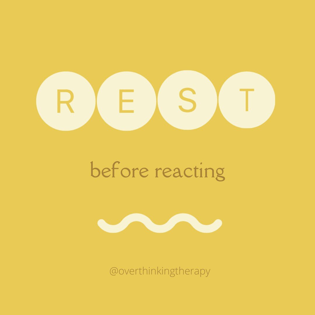 REST is a skill used in DBT (Dialectical Behavior Therapy) that gives us some good instruction on what to do when we're getting flooded with a big emotional reaction. 

The key here is we want to RESPOND to people and situations that upset us rather 