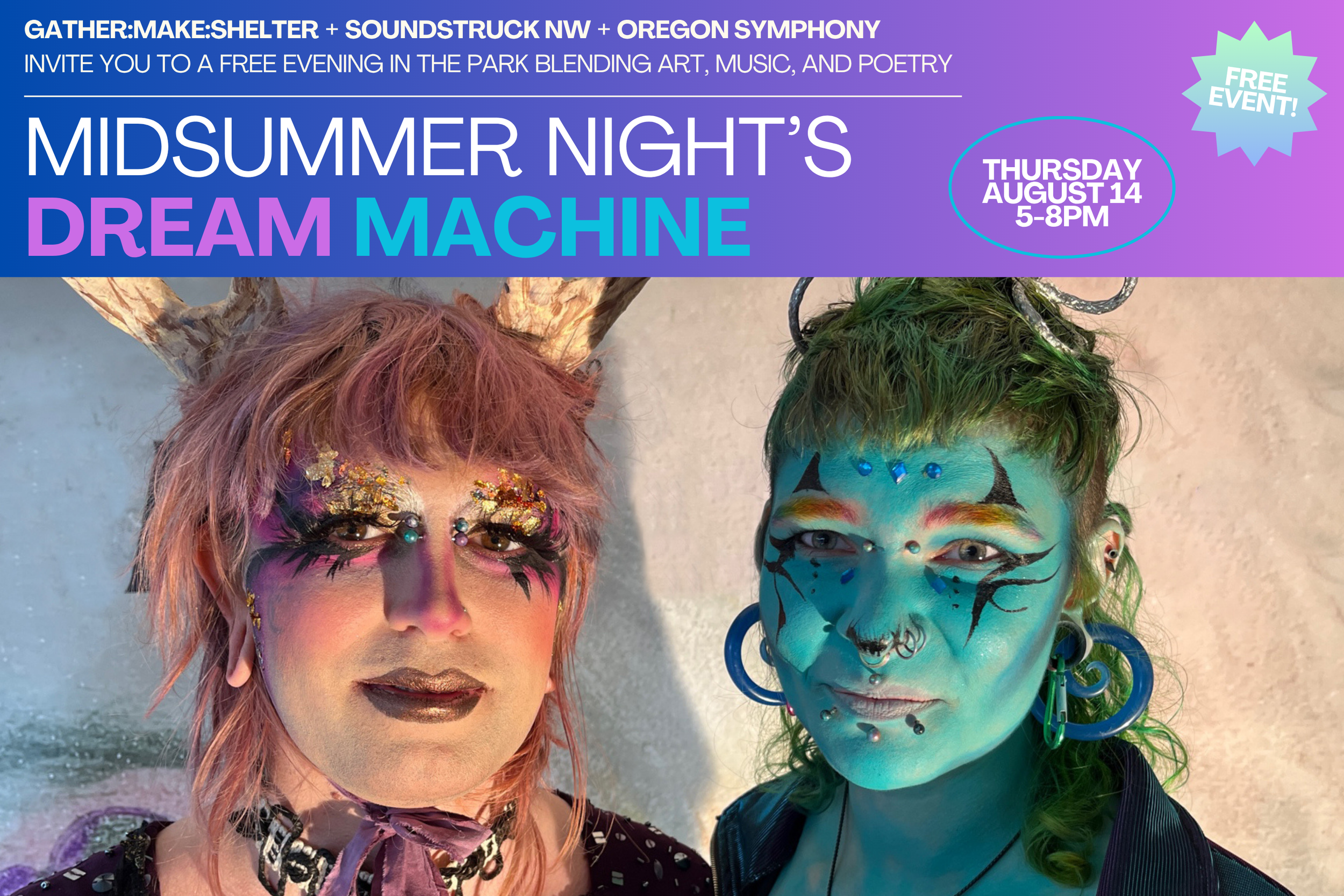 SAVE THE DATE! Coming up on August 14th: Midsummer Night’s Dream Machine: an immersive collaborative evening in the park with GMS, SoundsTruck NW, and the Oregon Symphony!