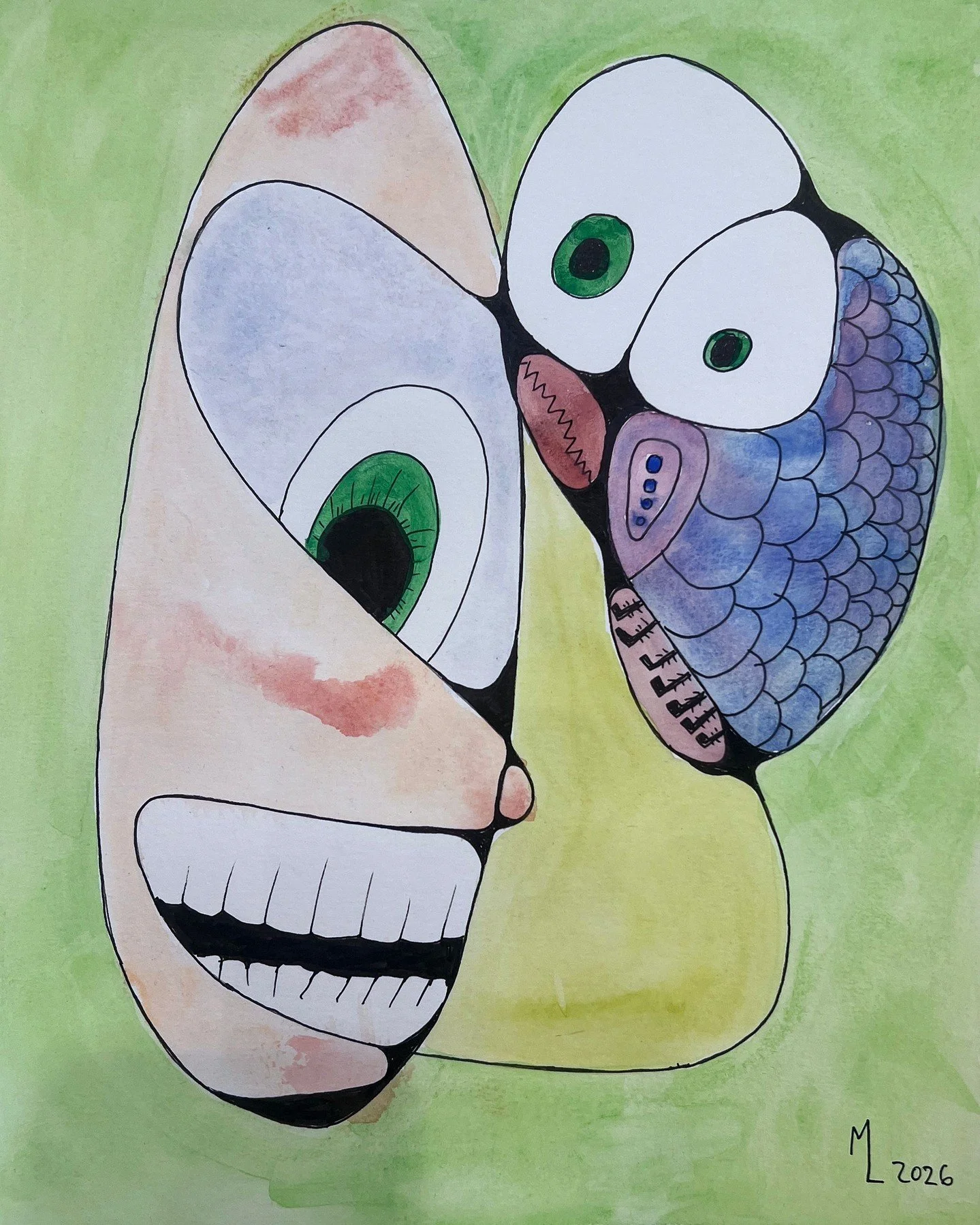 🎨 Works by Parker at @weshinepdx Parkrose. On display at our current exhibition LUMINOUS: The Story of GMS &amp; WeShine. Come check it out this weekend! It&rsquo;s on view til June 28.

1. On My Mind, ink &amp; watercolor
2. Untitled #1, oil pastel