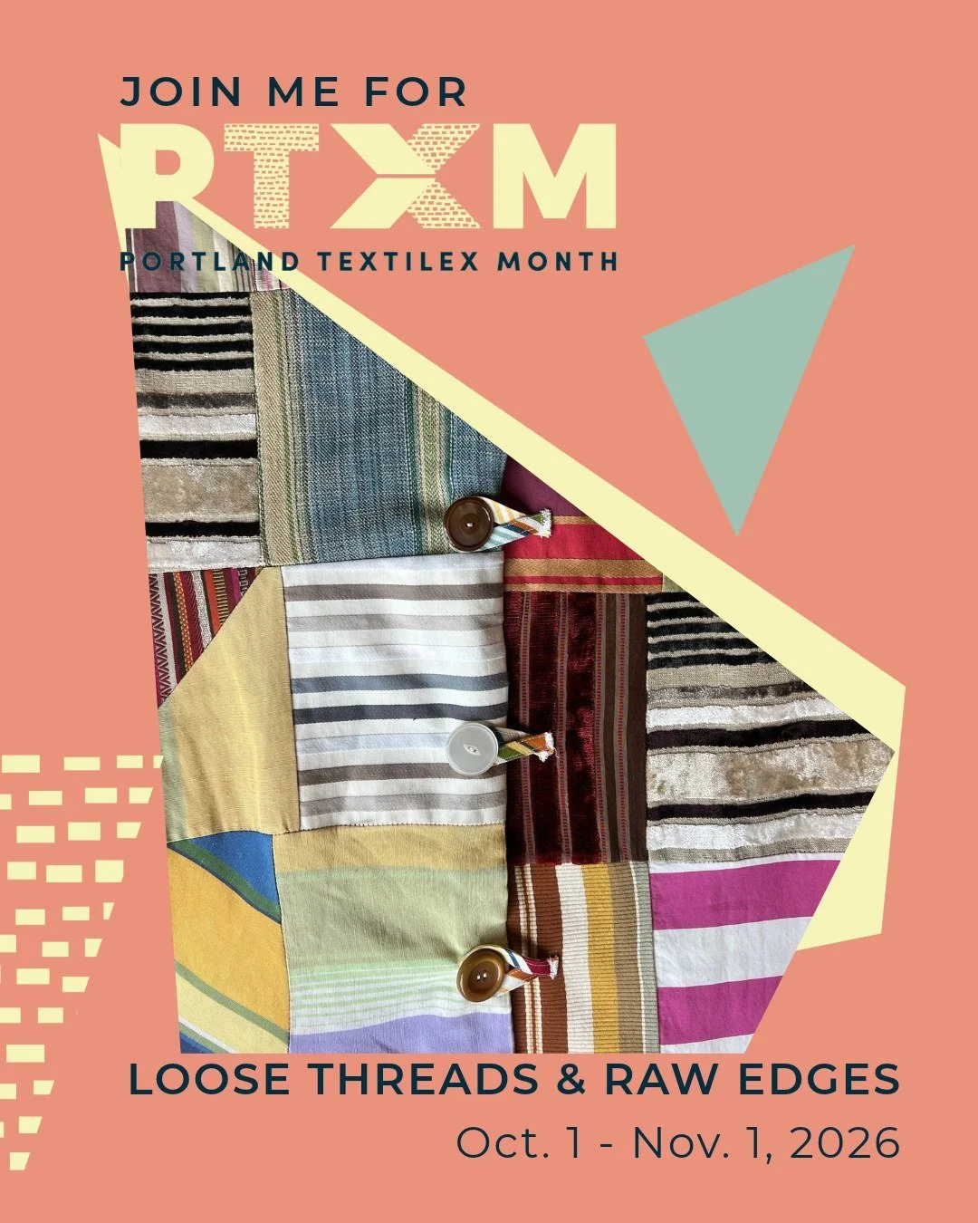Looking for something to do tonight? It's the opening of @portlandtextilemonth! It's also @firstthursdayportland! Join us at GMS to see LOOSE THREADS &amp; RAW EDGES!

⏰ Gallery Hours: Saturdays &amp; Sundays 12-4pm or by appt
📍 GMS Gallery: 1335 NW