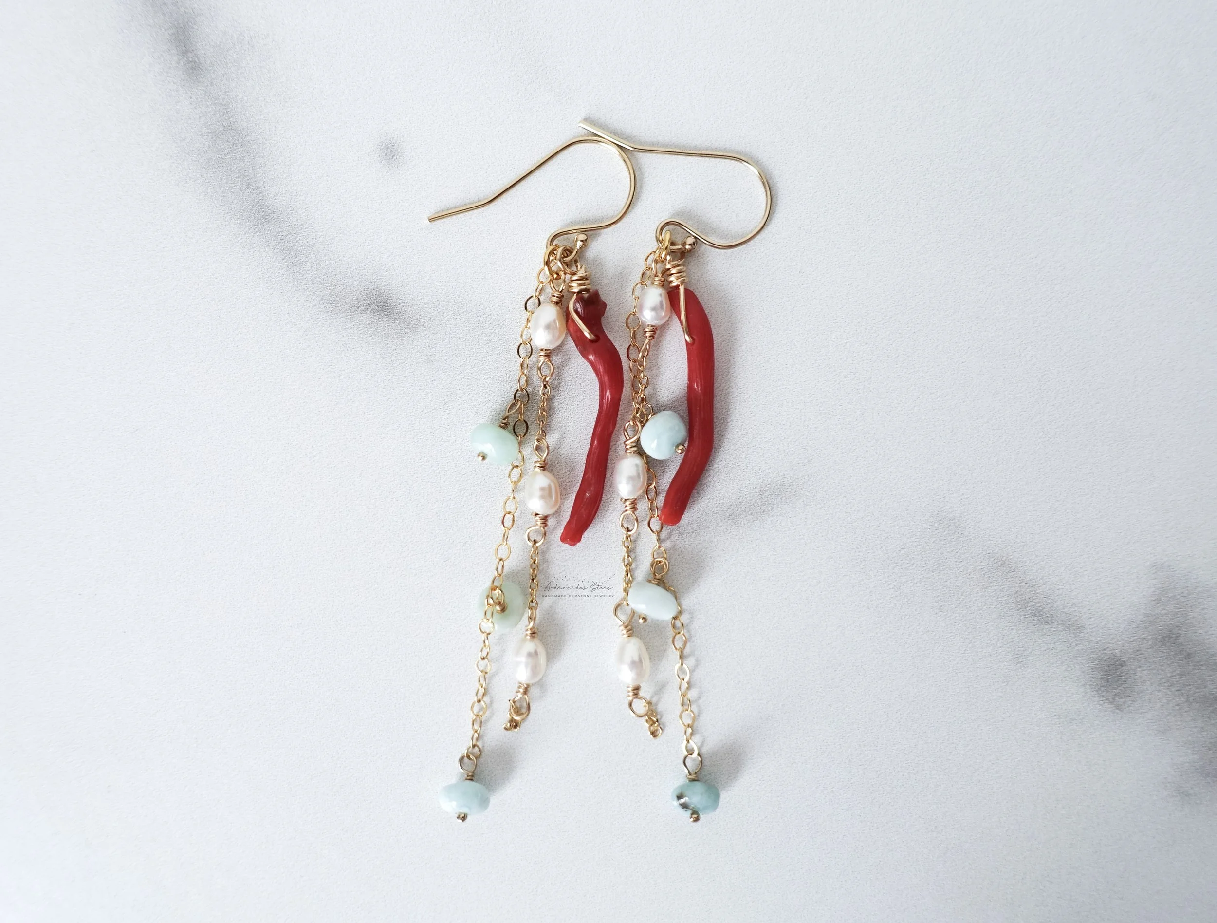 ocean treasure earrings coral birds eye view.jpg