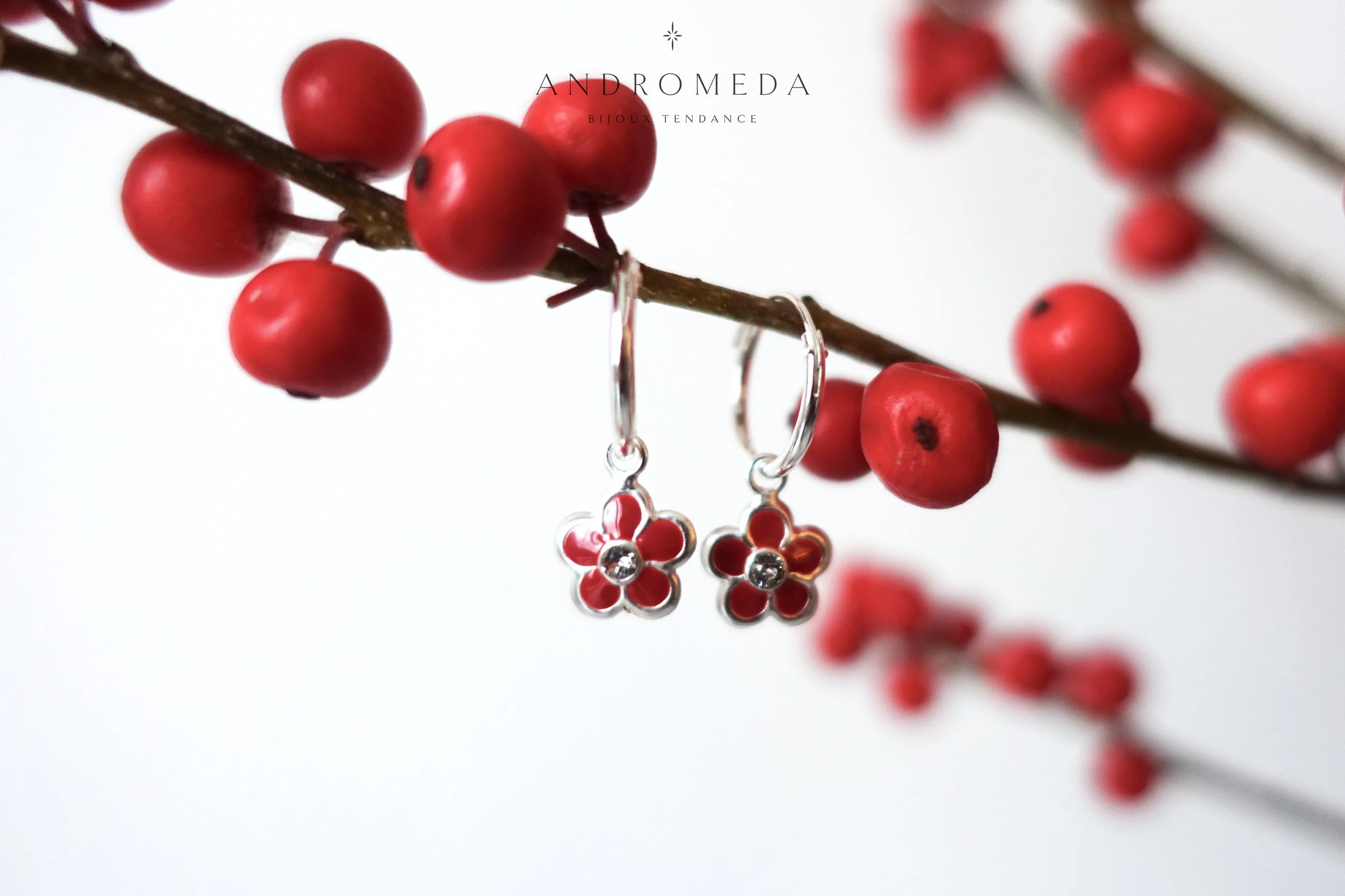 flower power red earrings hanging holiday AB.jpg