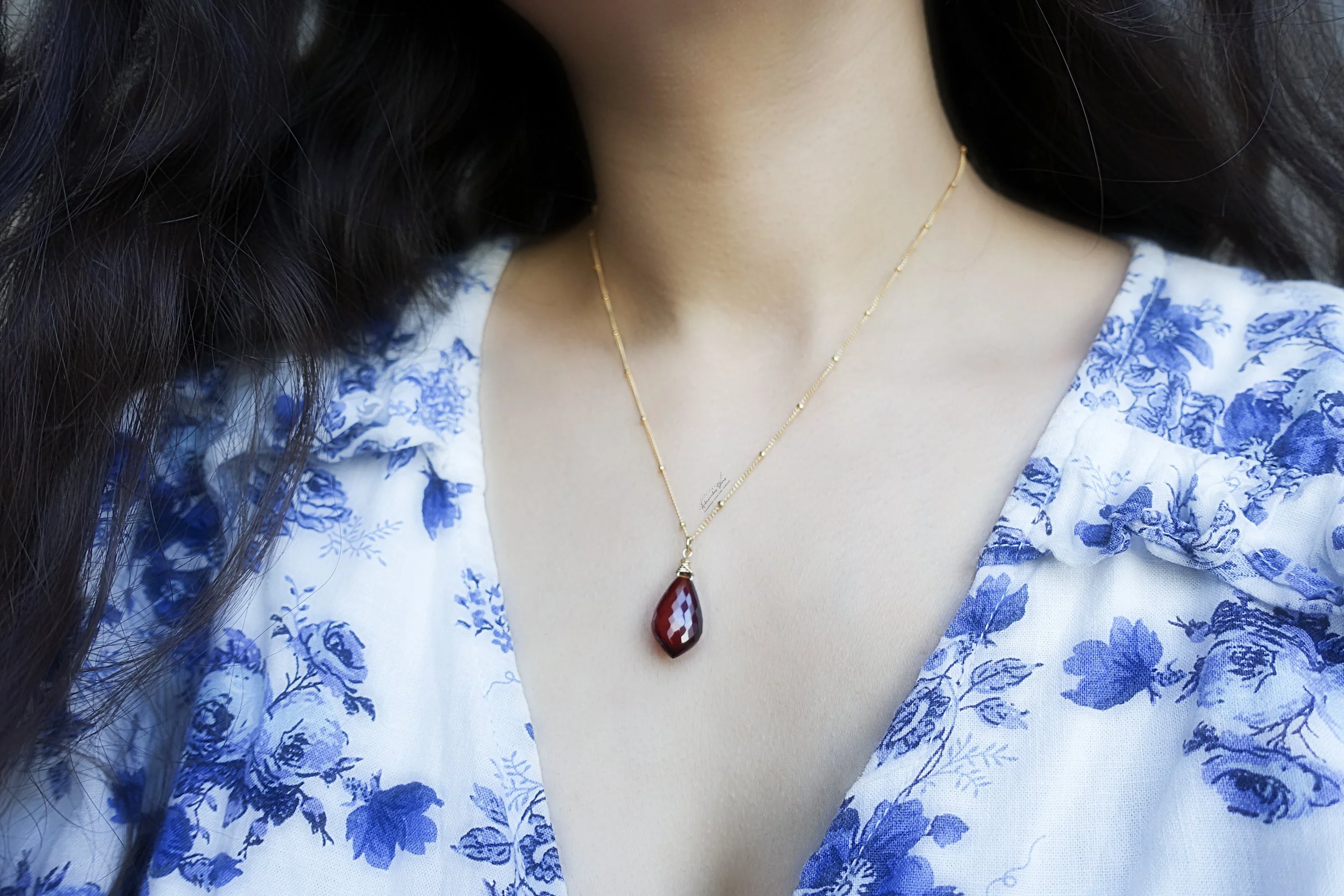garnet satellite chain necklace model.jpg