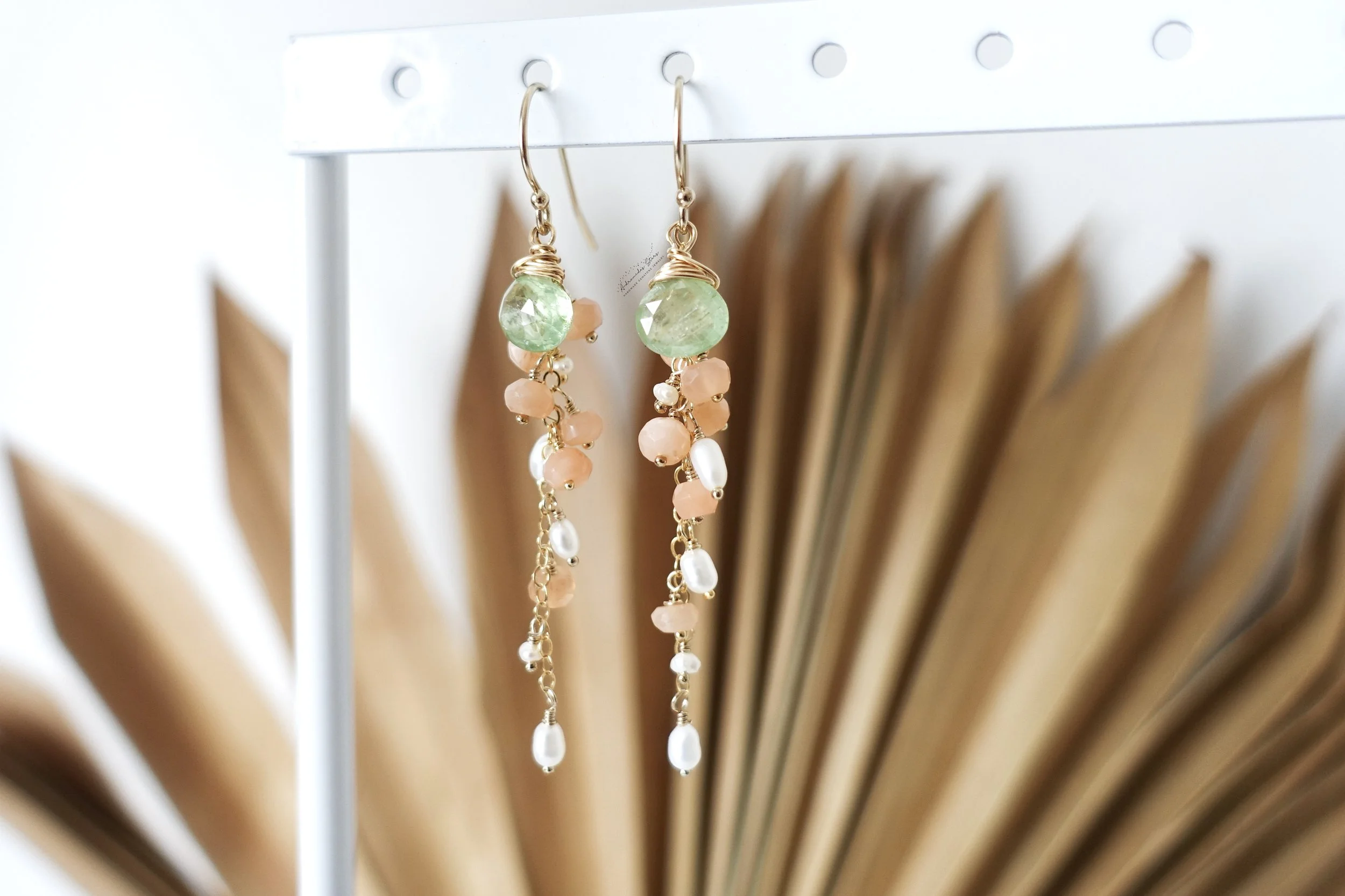 peach moonstone prehnite gf earrings hanging palm leaf.jpg