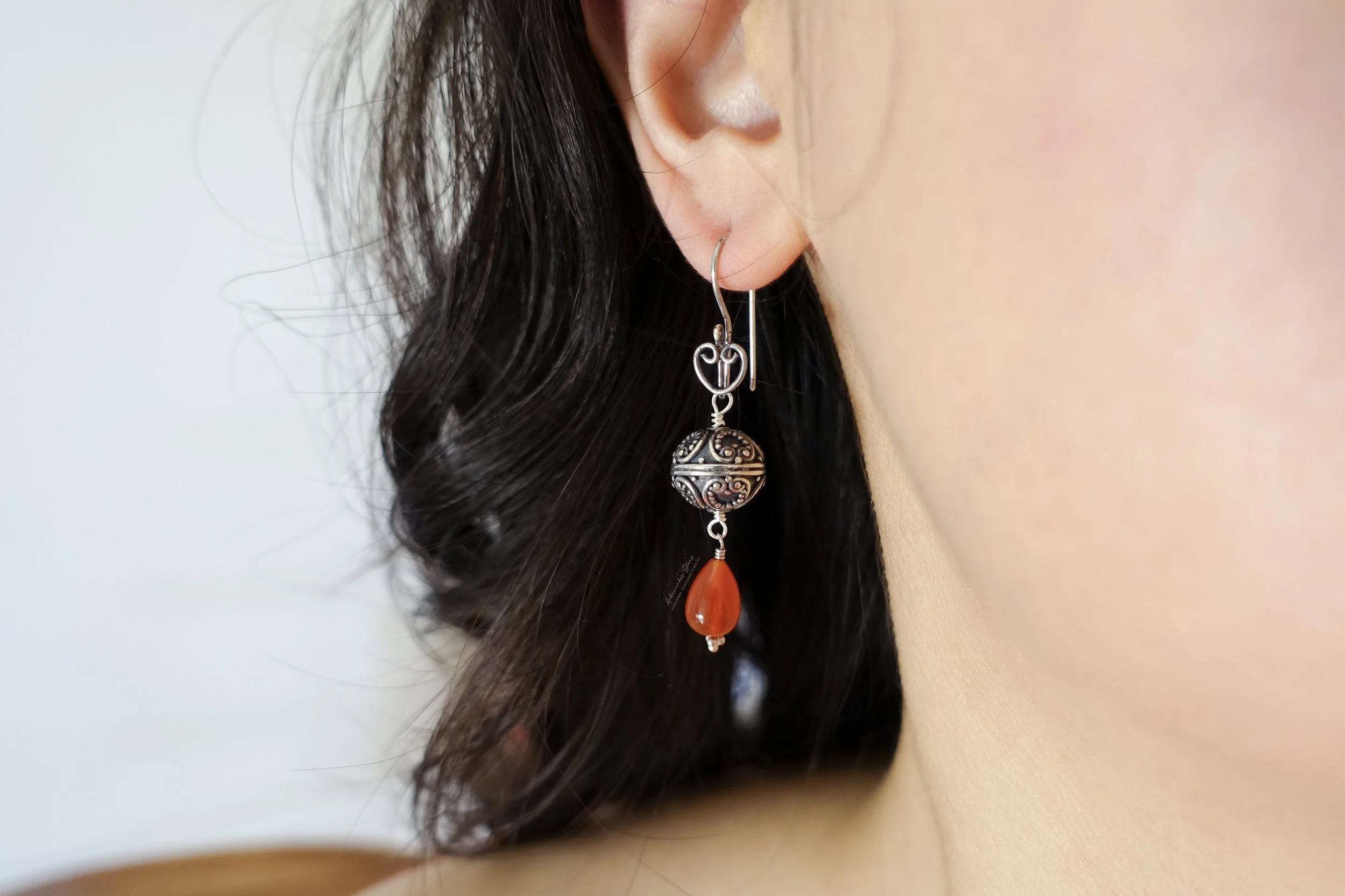 bali carnelian earrings model.jpg