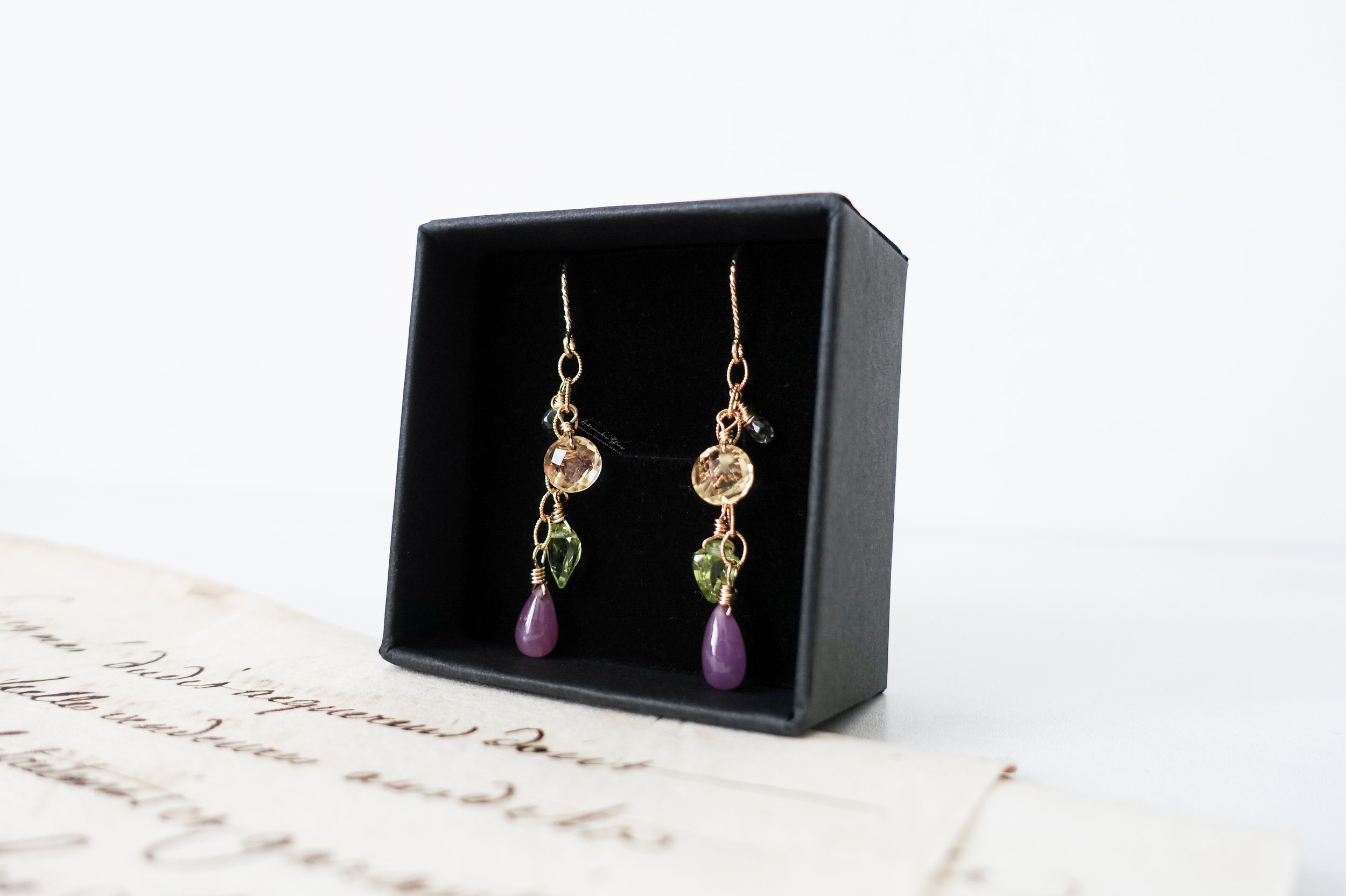 multi gemstone citrine peridot sapphire earrings black box.jpg