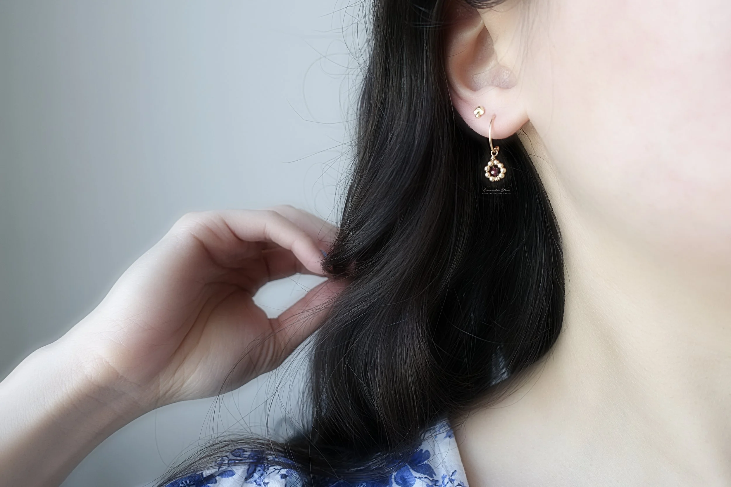 flower power garnet gf earrings model.jpg
