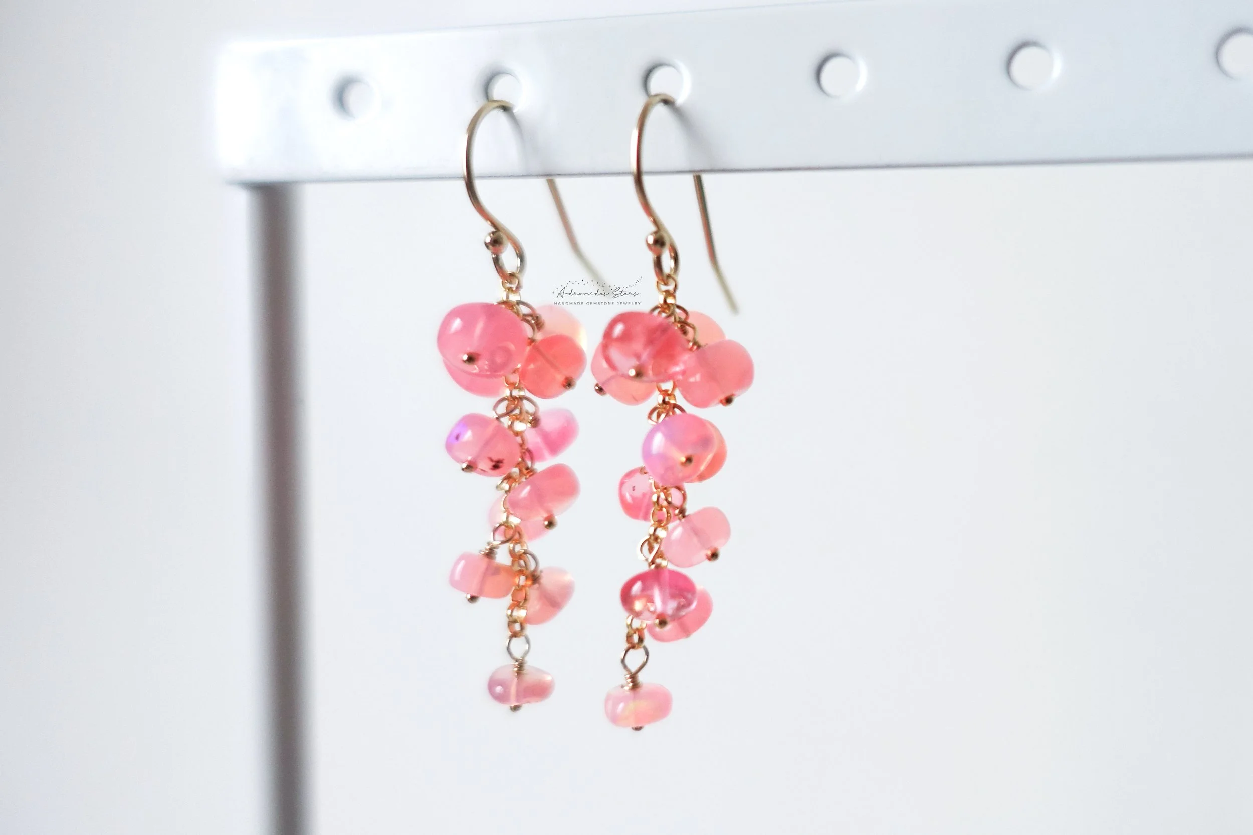 pink opal cluster earrings hanging.jpg