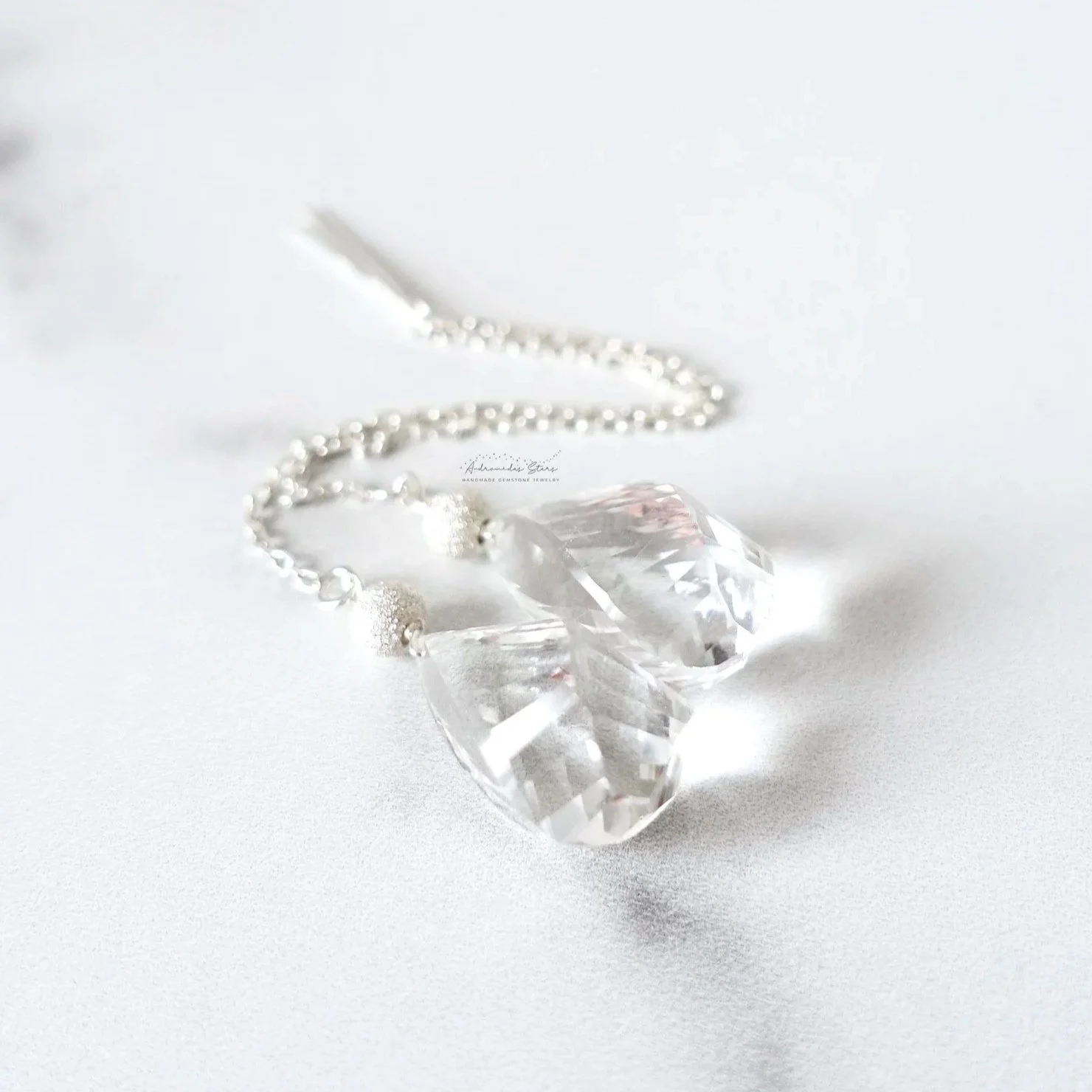 Chaînes d'oreilles en argent fin 925, boucle d'oreilles quartz clair, bijoux raffinés et élégants