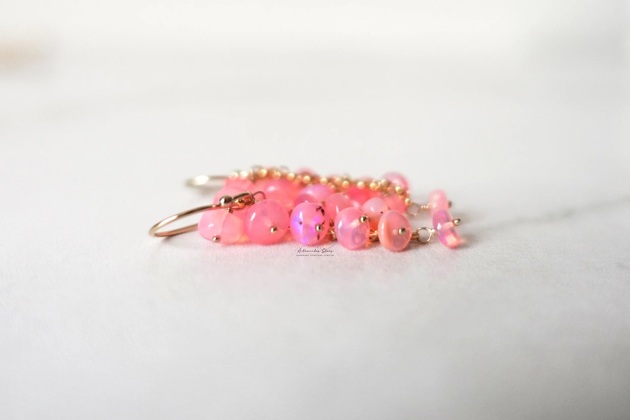 pink opal cluster earrings view side.jpg
