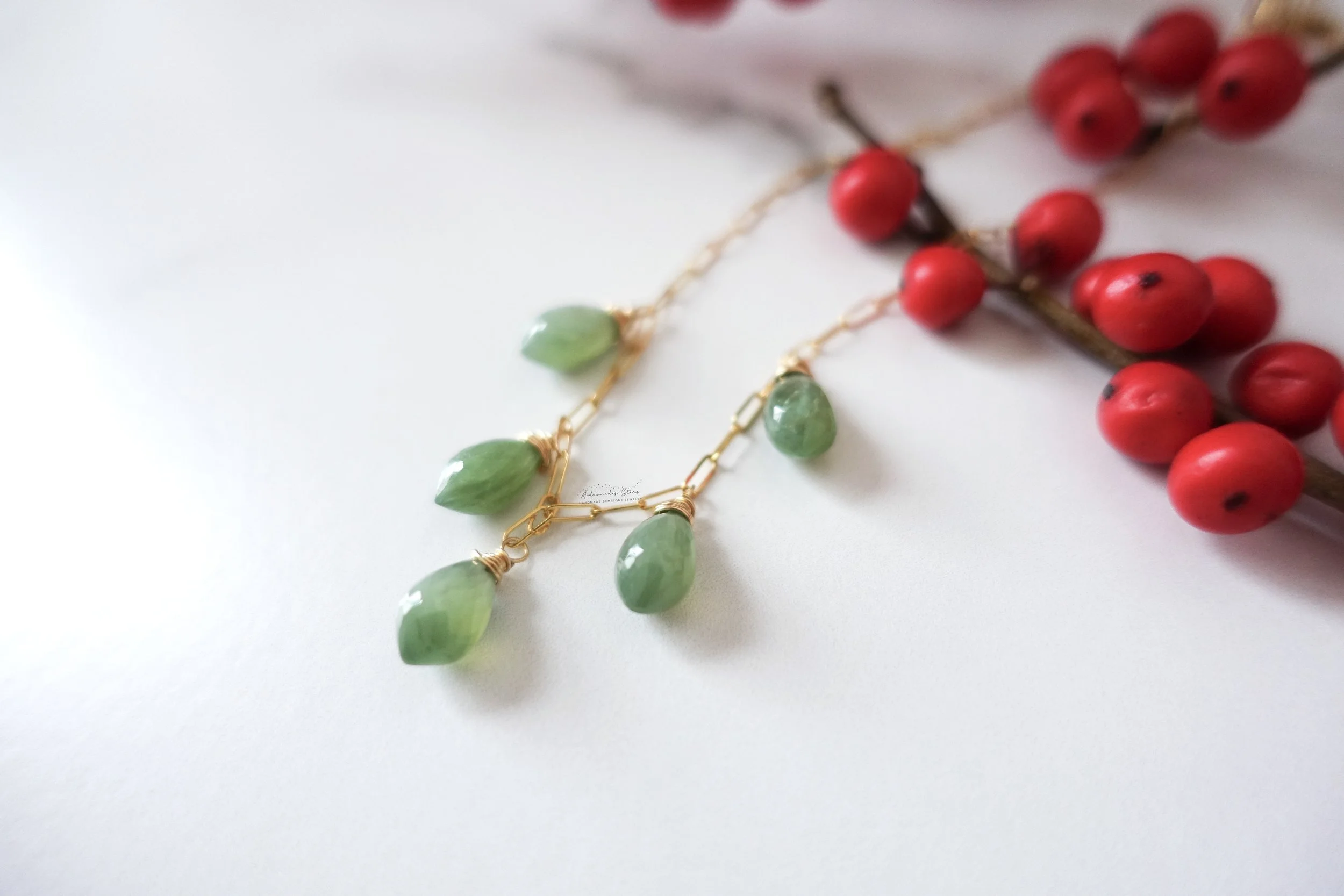Collier Pendantes Jade Véritable, Chaîne Trombone en Or Gold Filled, Collier Superposable, Bijoux Bohème